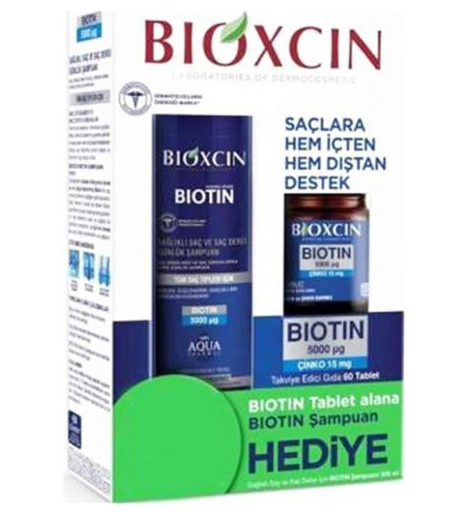 Bioxin Bioxcin Biotin Tablet 5000 Mg + Biotin Shampoo 300 Ml Gift