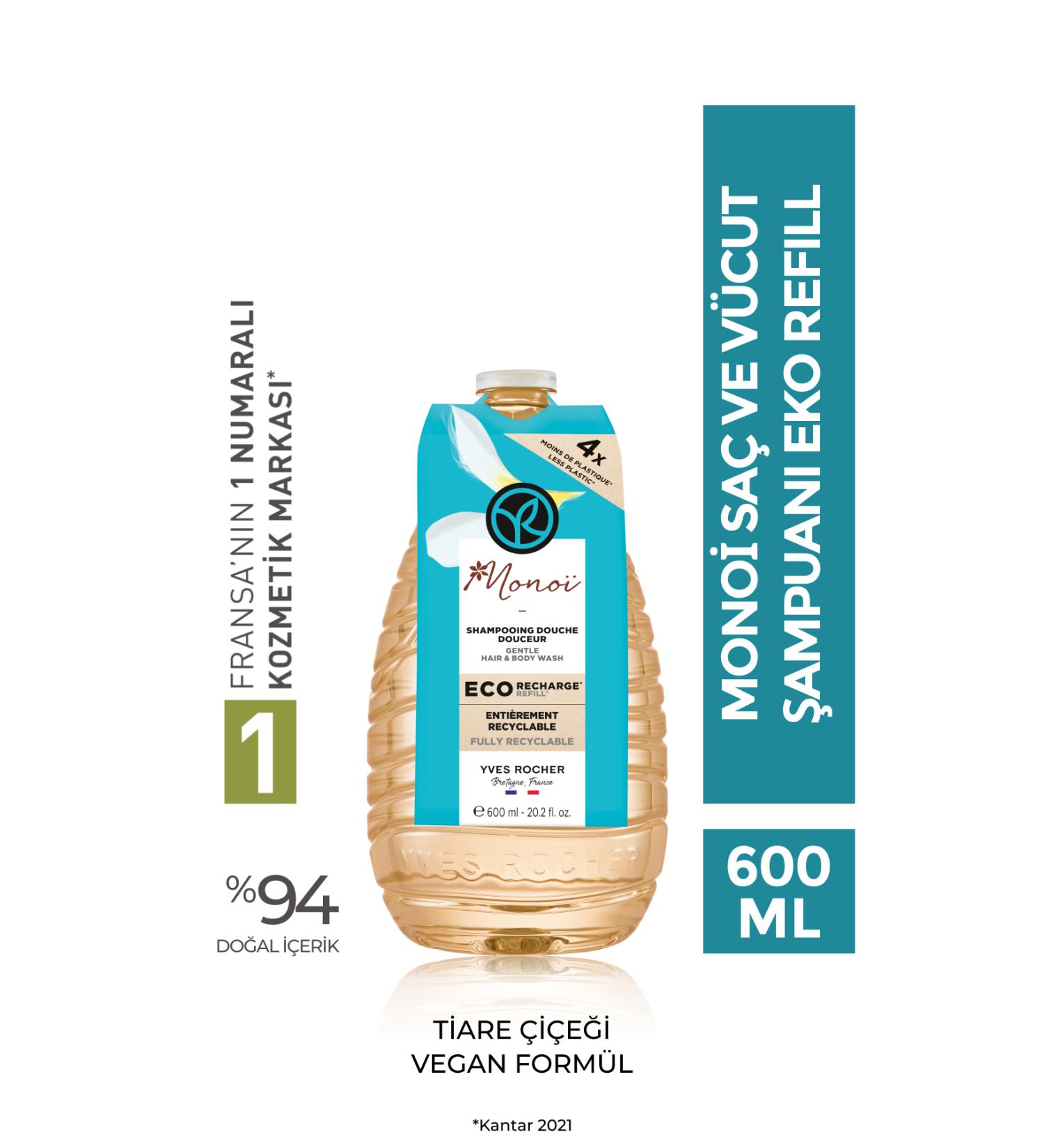 Yves Rocher Monoi Eco Refill Hair and Body Shampoo - 600 ml-11782 - Buy Online on GoSupps.com