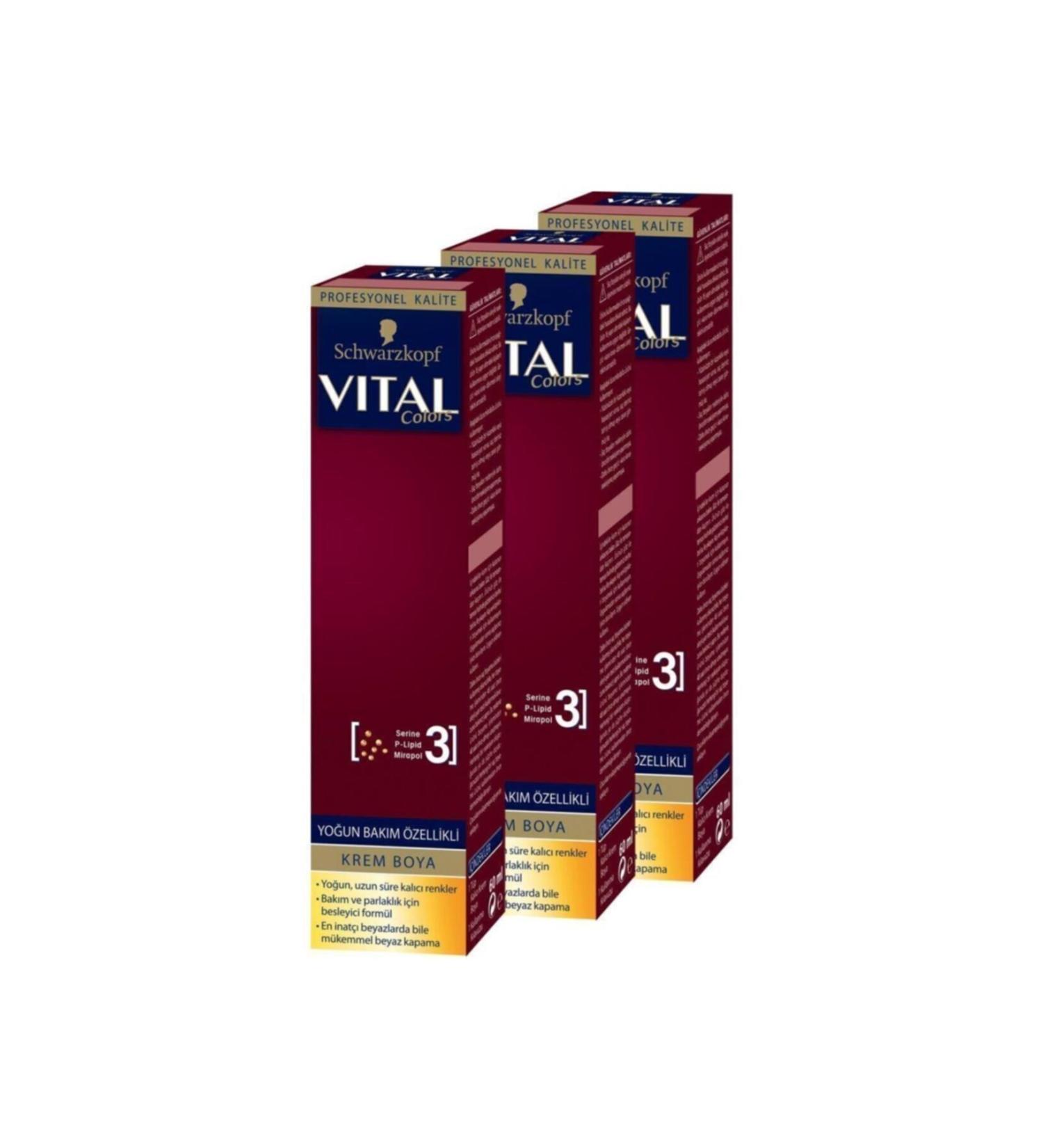 Vital Hair Dye 1-00 Black X 3 Pieces