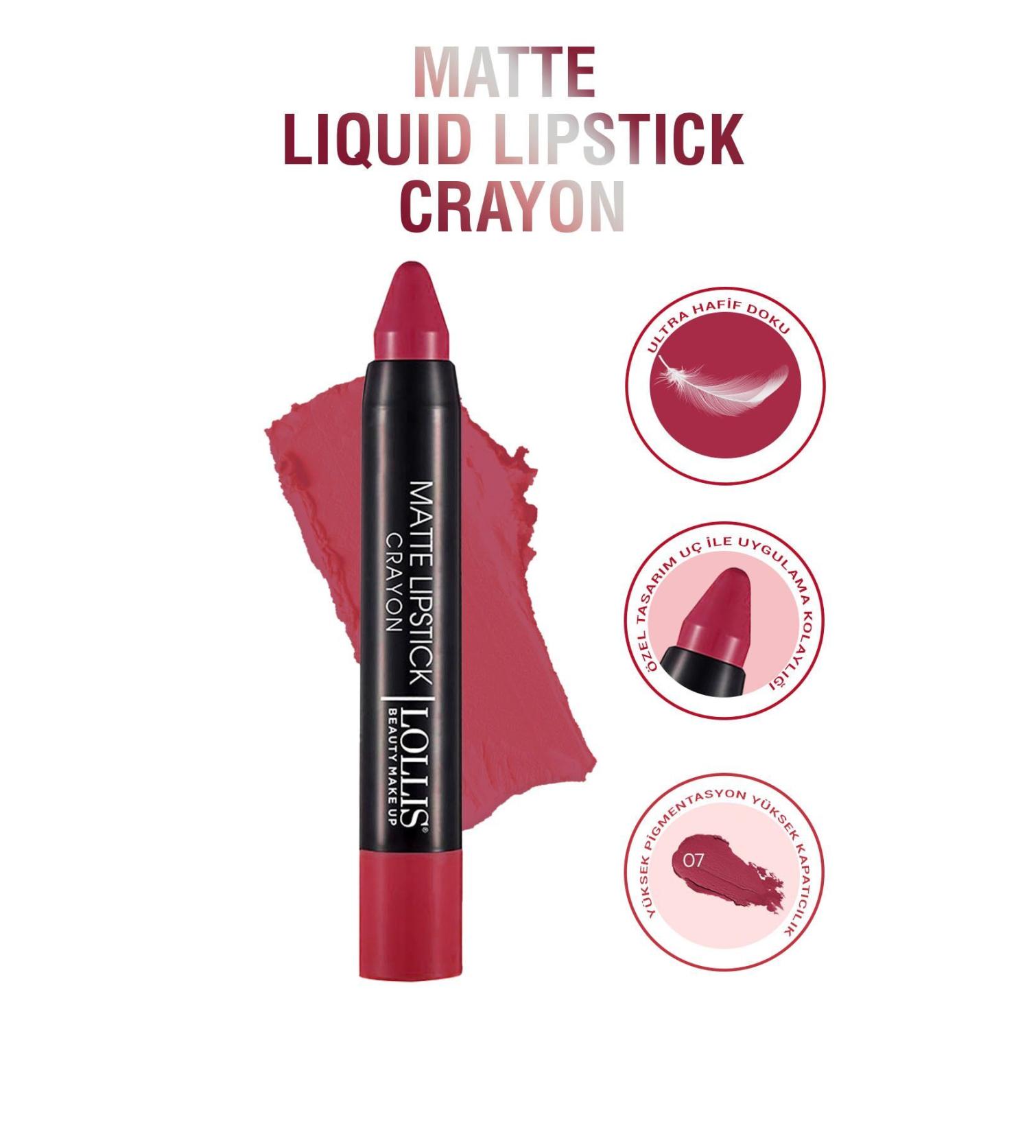 Lollis Matte Lipstick Crayon 07 / Matte Pencil Lipstick 07 - Buy Online on GoSupps.com