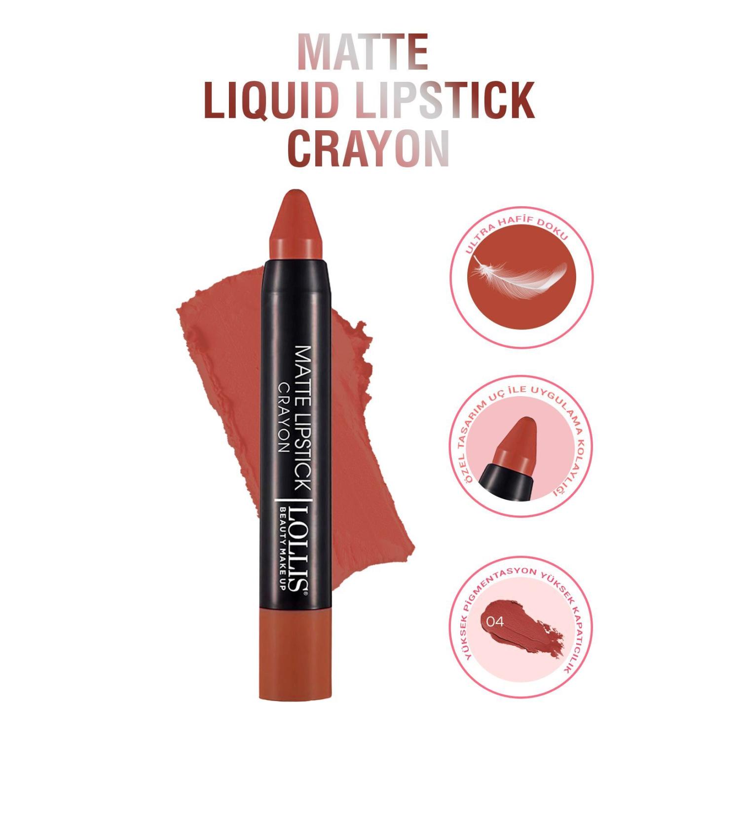 Lollis Matte Lipstick Crayon 04 / Matte Pencil Lipstick 04 - Buy Online on GoSupps.com