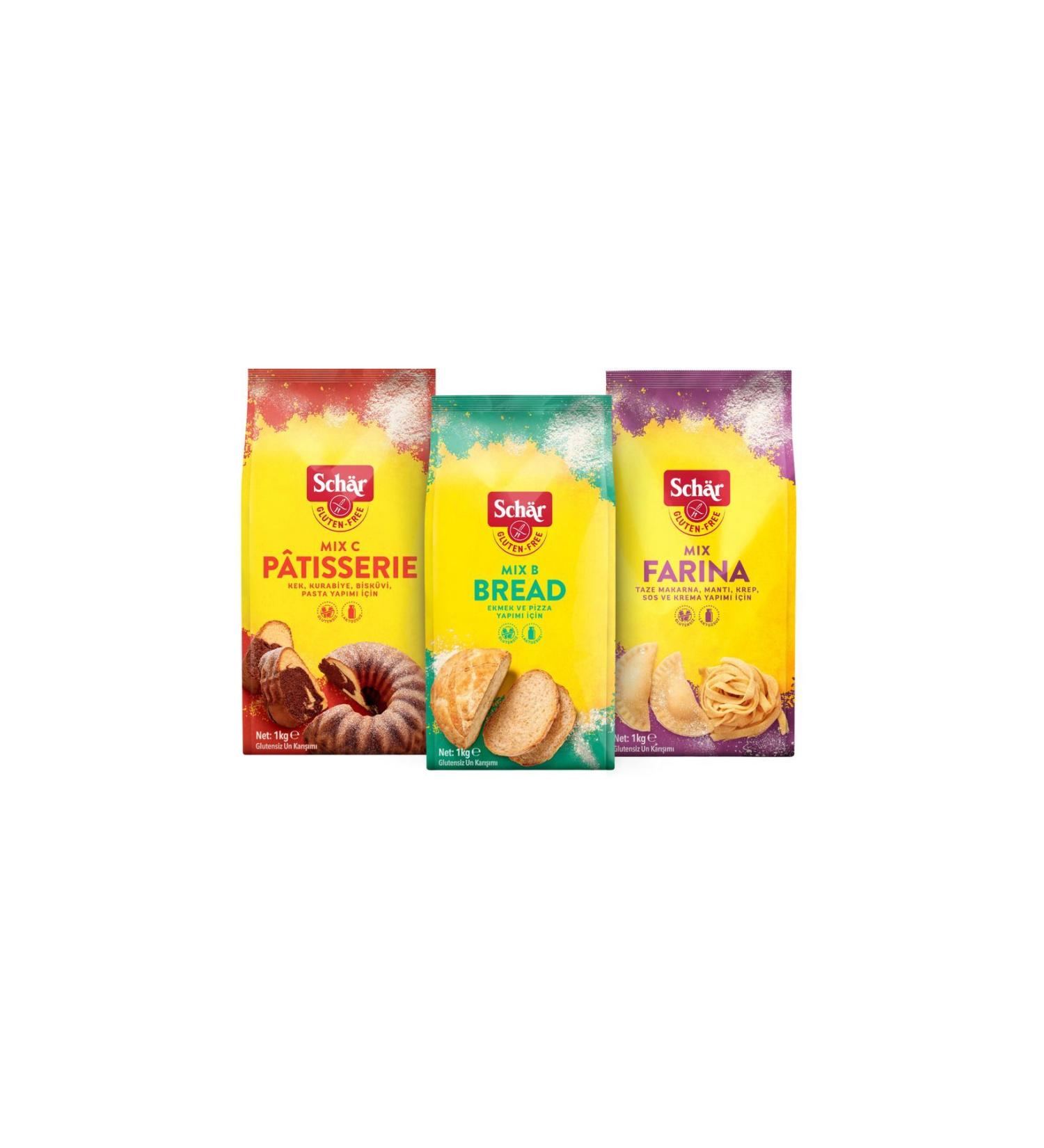 Schar Gluten-Free Flour Set of 3 (1 kg Mix B + 1 kg Mix C + 1 kg Mix Farina) - Buy Online on GoSupps.com
