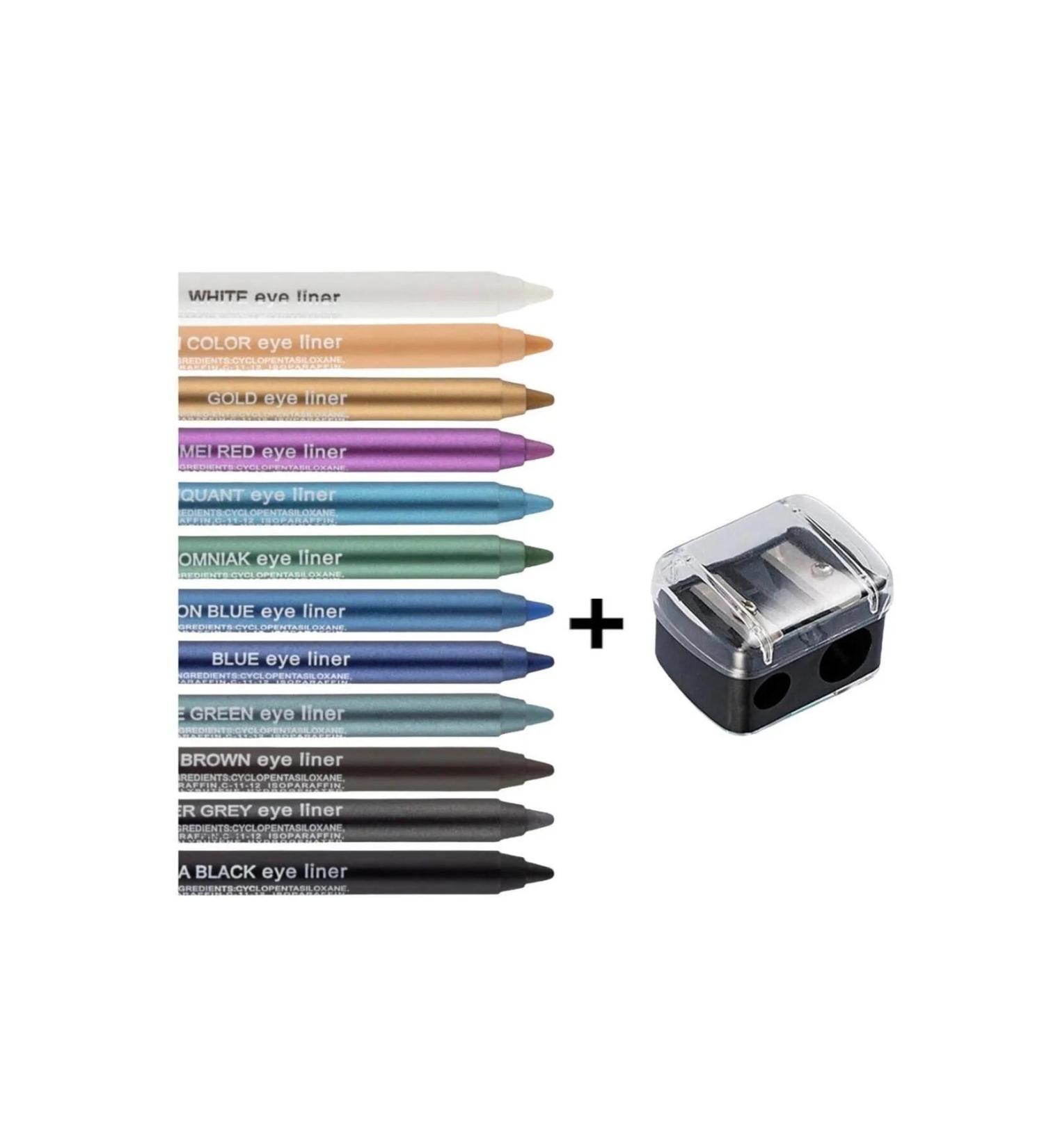cosmokalite 12 Pieces Neon Color Eyeliner and Sharpener