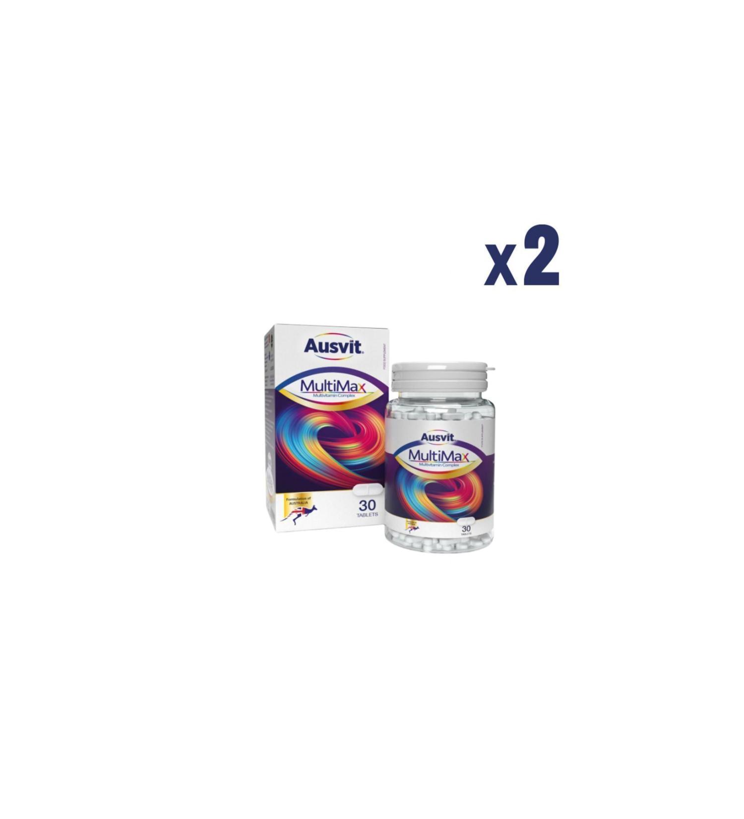 Ausvit Multimax Adult Two Boxes Multivitamin and Multimineral Tablet Supplementary Food 30 Tb - Buy Online on GoSupps.com