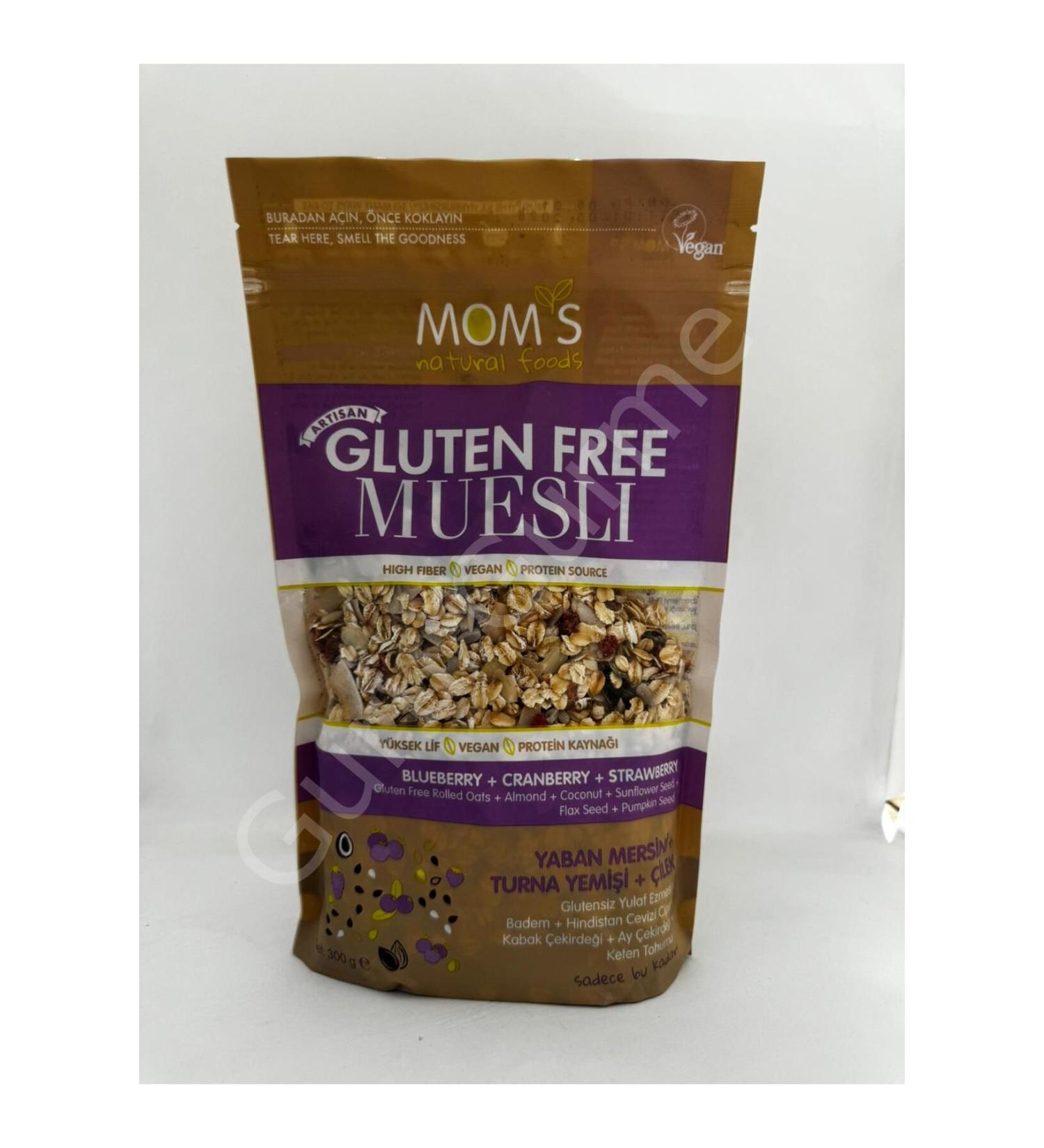 Mom's Natural Foods Gluten Free Muesli Blueberry Cranberry Strawberry 300 gr