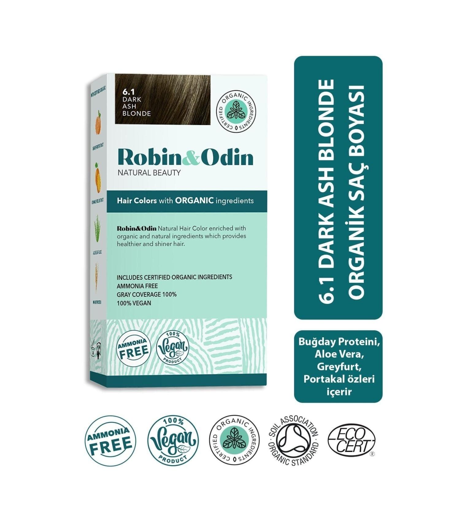 Robin Odin Organic Ammonia-Free Paraben-Free Fruit Extract Hair Dye 6.1 Dark Ash Blonde - Buy Online on GoSupps.com