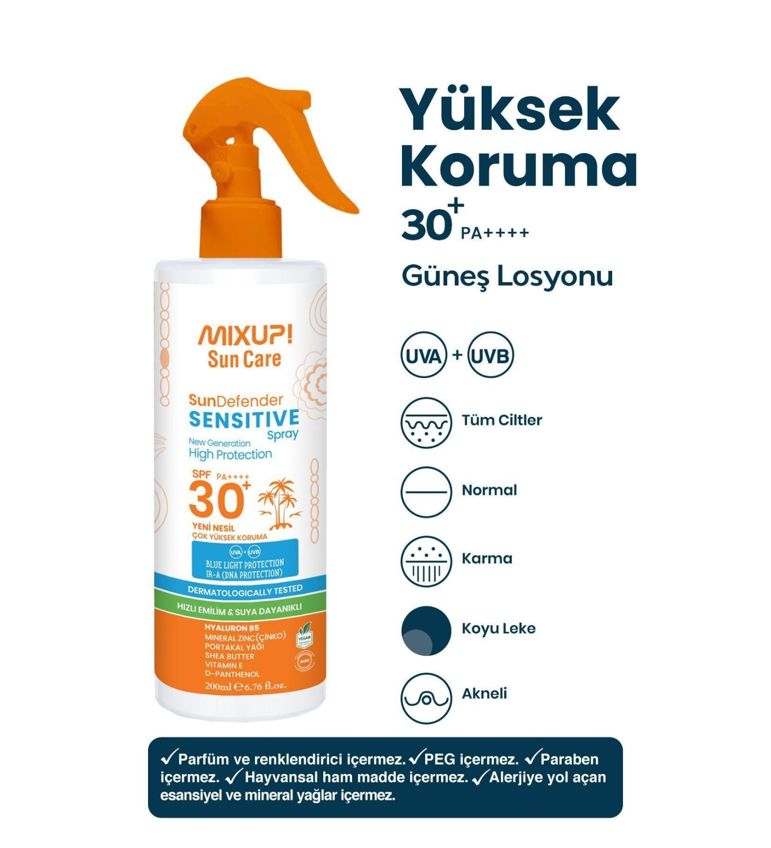 Mixup Anti-Spot Sun Protection Lotion SPF 30+ Zinc Orange Oil and Shea Butter 200 ML