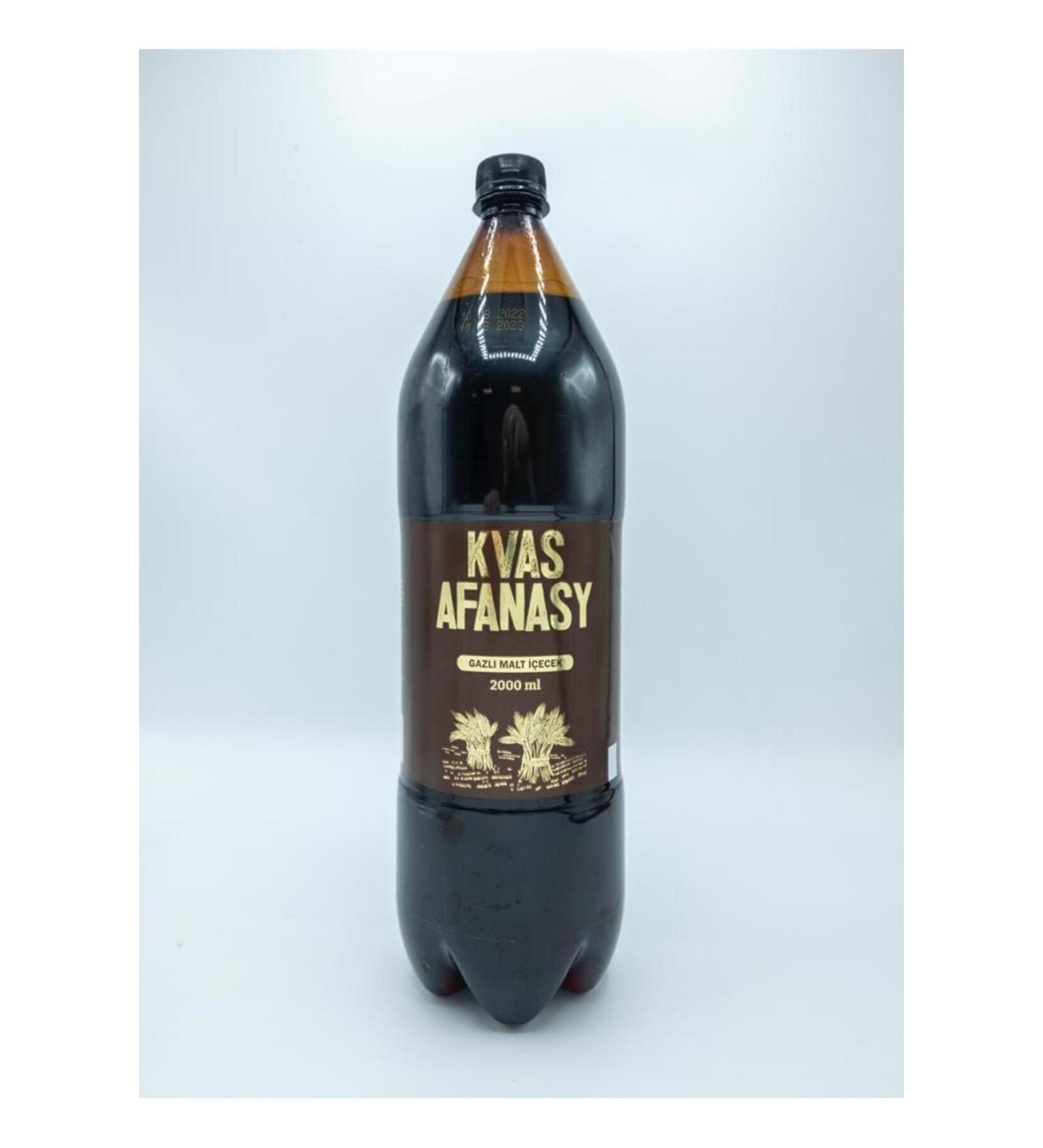 AFANASY Unfiltered Non-Alcoholic Carbonated Malt Beverage - 100% Natural - Kvas - 2l Plastic Bottle (ONE PIECE)