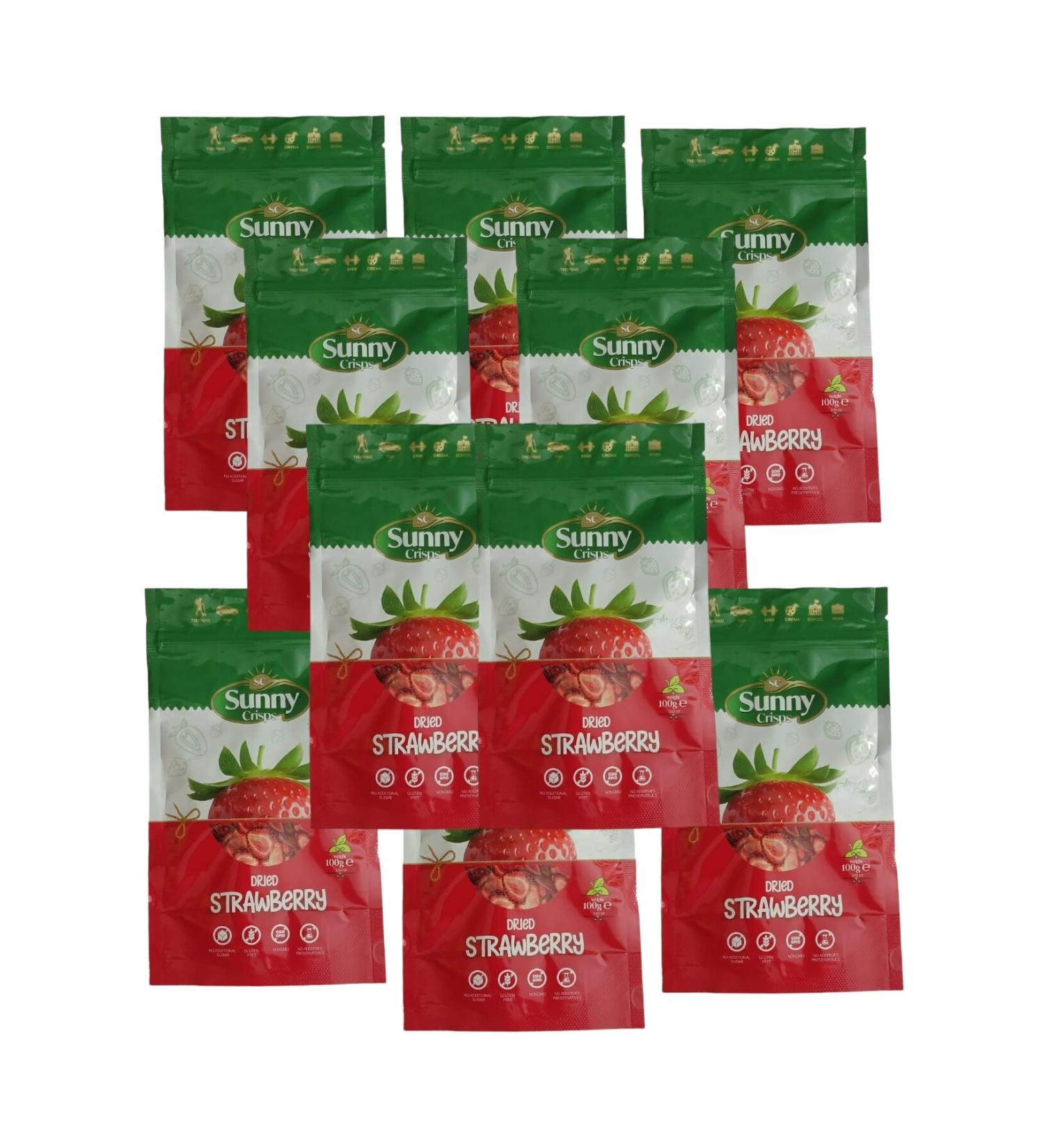 SC SUNNY CRISPS DRIED STRAWBERRY - SNACK DRIED STRAWBERRY - 10-PACK - 500GR