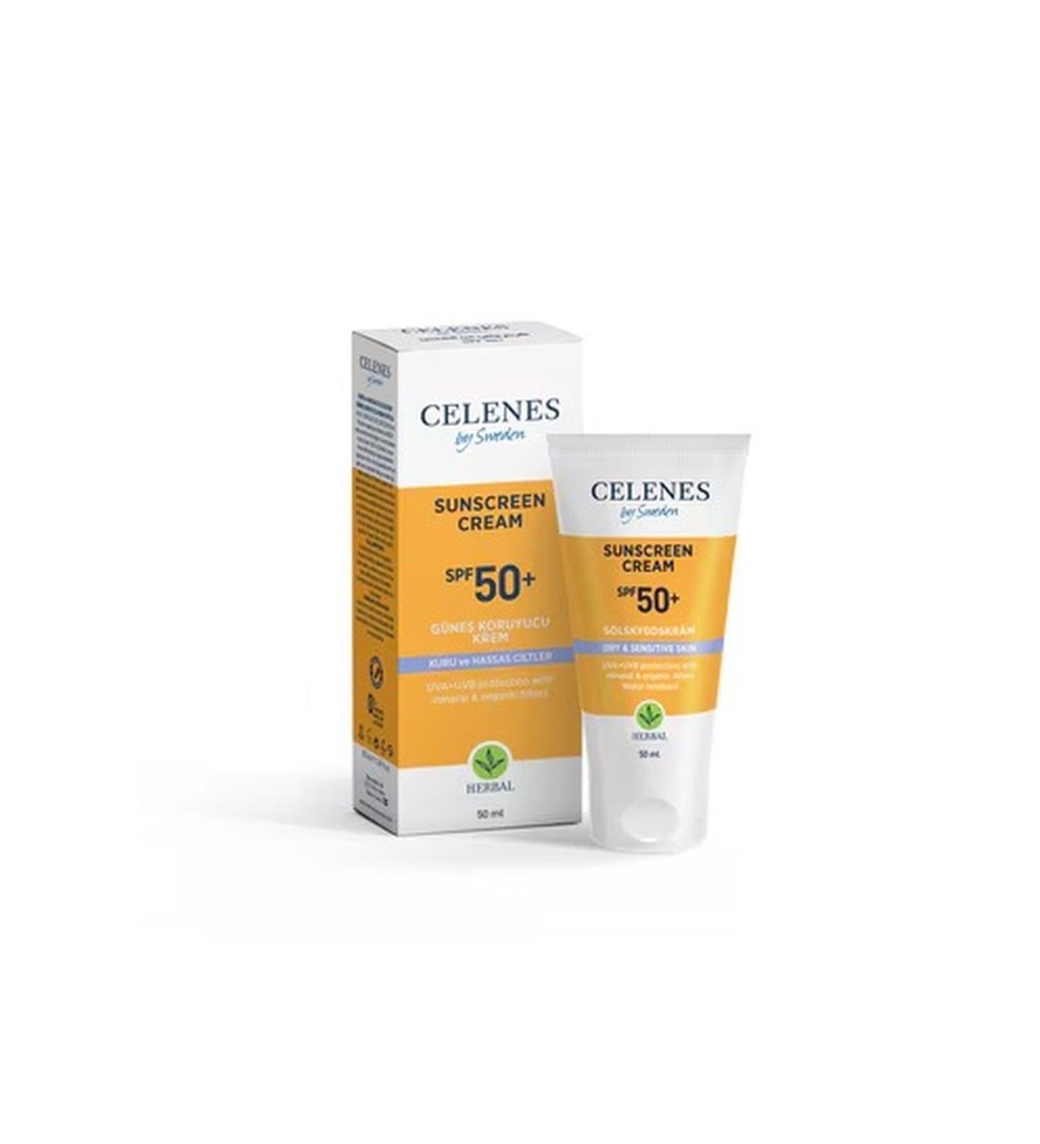 Celenes by Sweden Vegan Alcohol Paraben Fragrance Free Spf50 Sun Cream for Dry and Sensitive Skin 50 ml