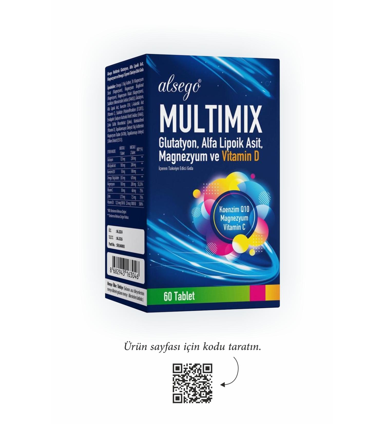 Alsego Multimix Glutathione - Alpha Lipoic Acid - Coenzyme Q10 - Omega 3 - Magnesium - Vitamin C & D3 - Buy Online on GoSupps.com