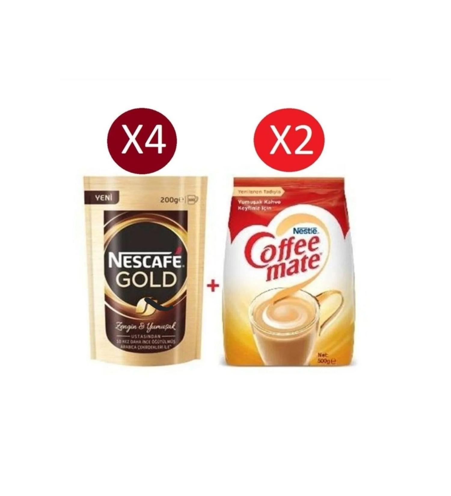 Nescafe Gold 200 Gr (4 Packs) + Nestle Coffee Mate 500 Gr (2 Packs)