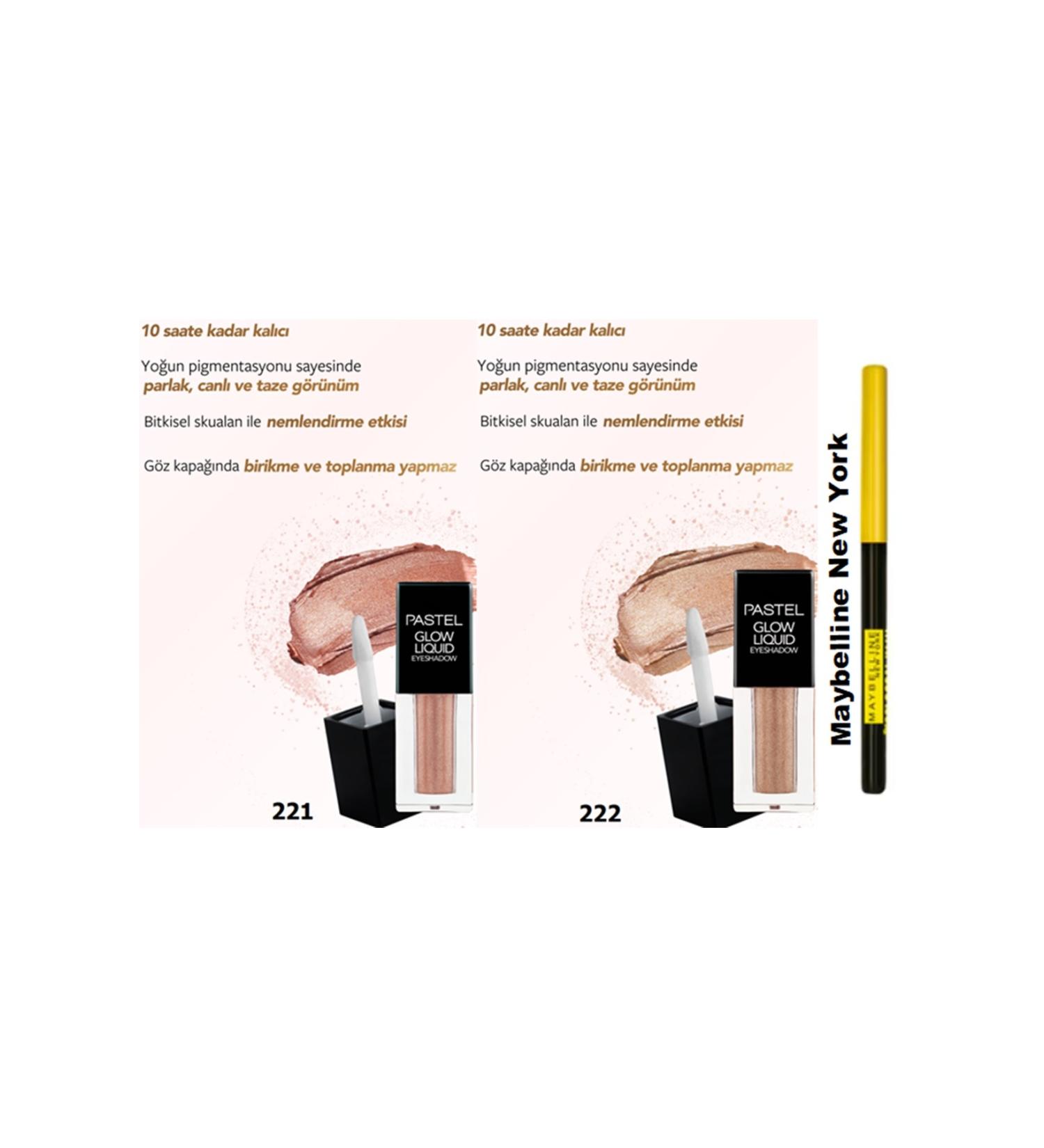 Pastel Glow Liquid Eyeshadow 221 and 222 Liquid Eyeshadow 2-piece set + Kajal Eyeliner Black