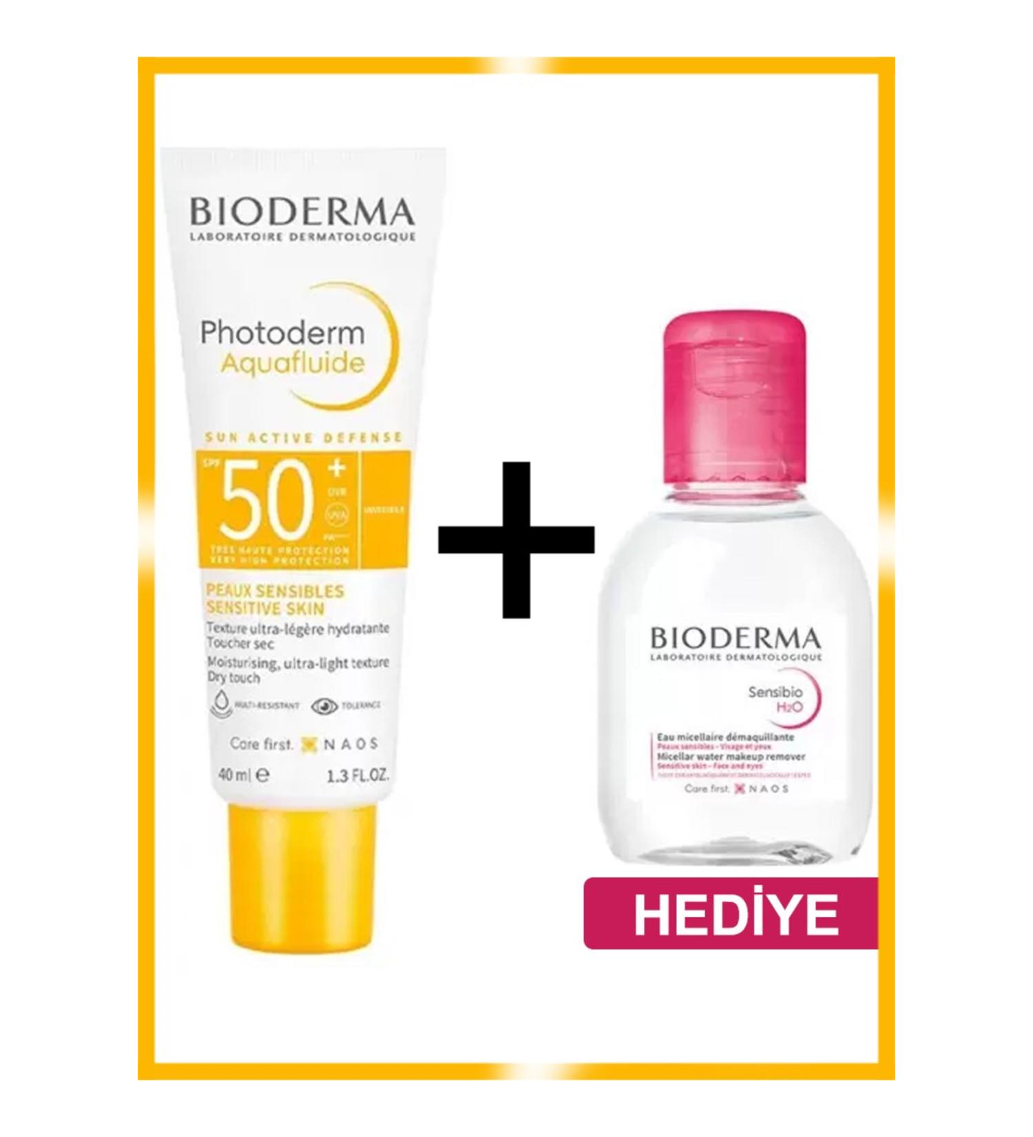 Bioderma Photoderm Aquafluid SPF50+ All Skin Colorless Sun Cream 40 ml - Sensibio H2o Gift -