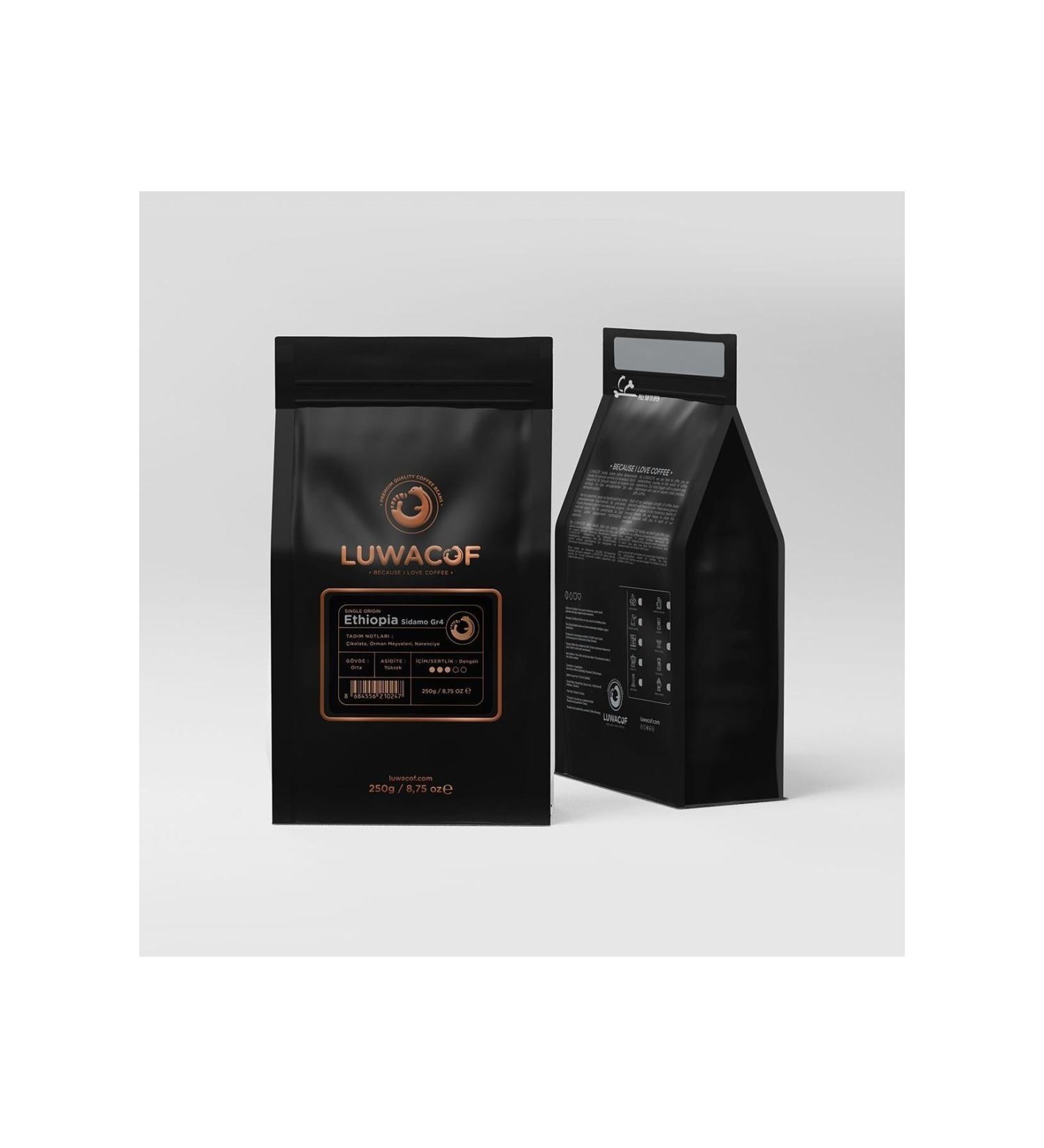 Luwacof Ethiopia Sidamo Gr4 Dry Processed Local Coffee 250 Gr