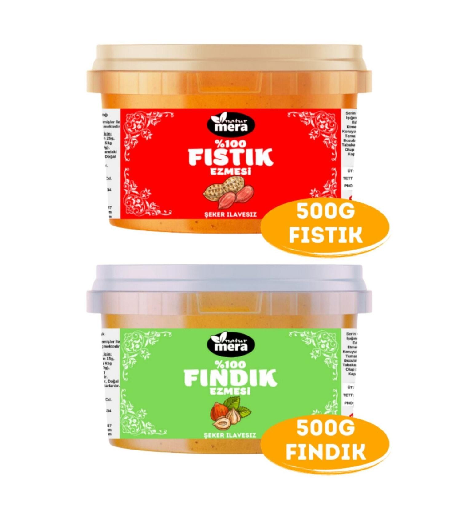 Naturmera Sugar Free Peanut Butter 500 G + Hazelnut Butter 500 G