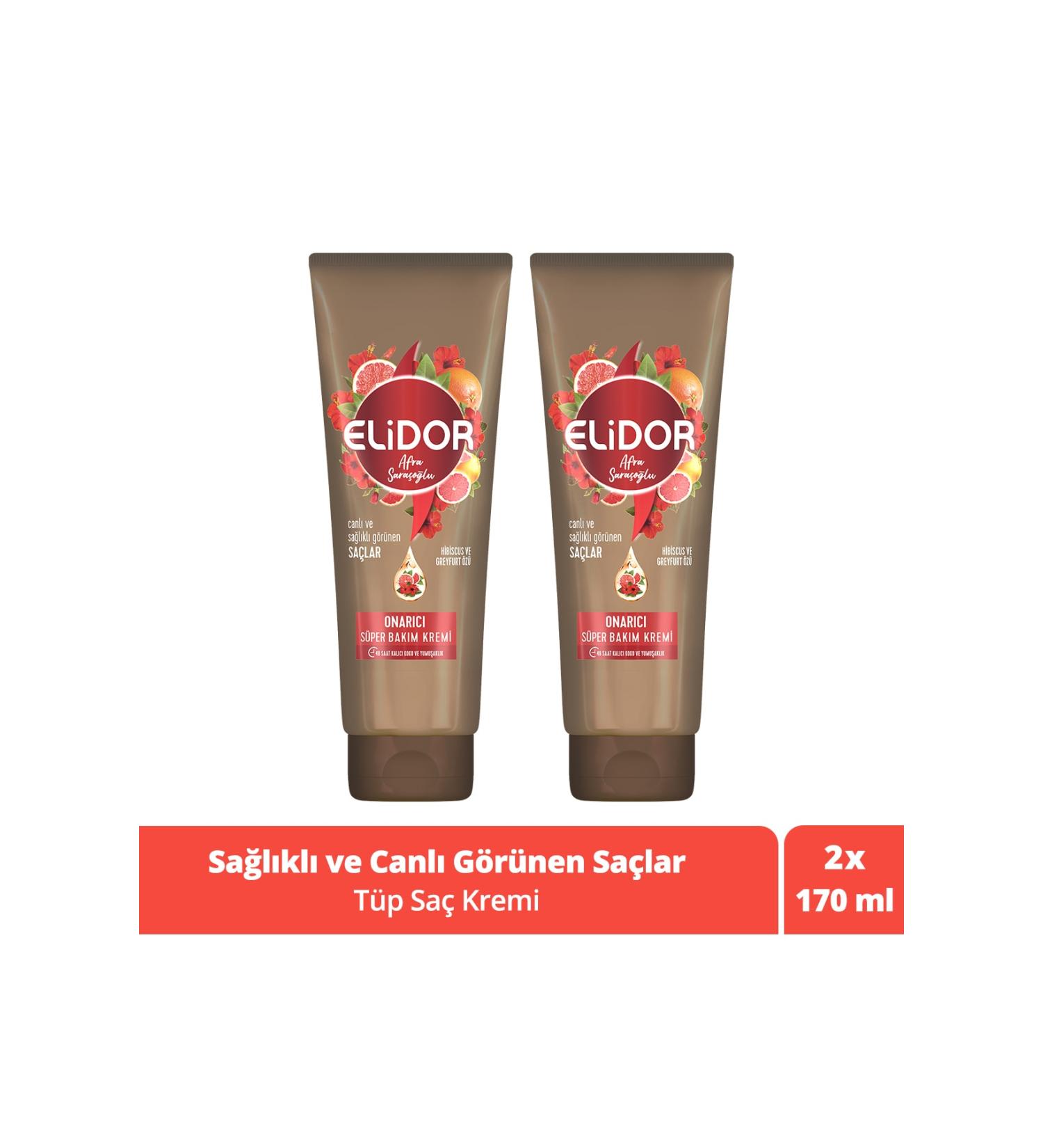 Elidor Tube Hair Care Cream Lively and Healthy Looking Hair By Afra Sara o lu 170 Ml X 2 Pieces