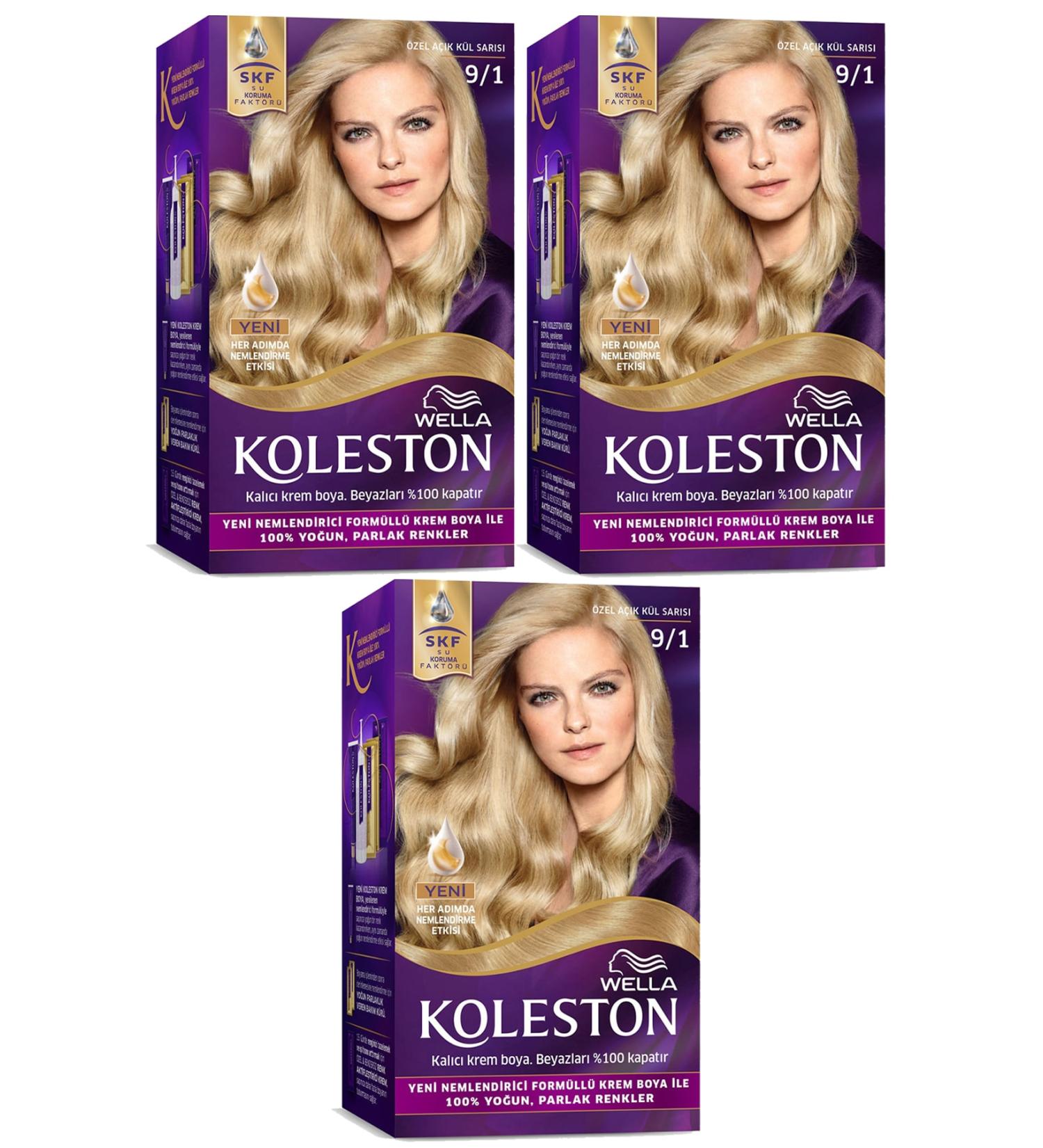 Wella Kit 9/1 Special Light Ash Blonde Hair Dye X 3 Pieces