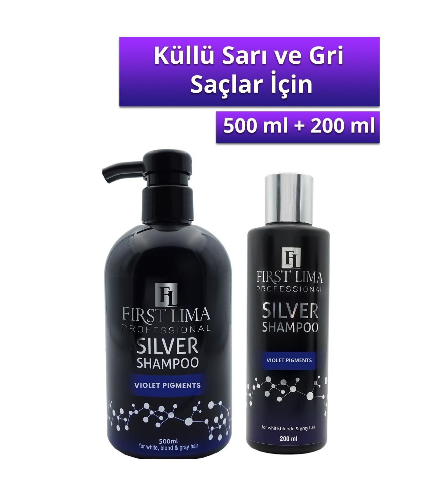 First Lima Professional Anti-Orange Silver Shampoo Set Purple Shampoo for Blonde and Gray Hair 500ml+200ml - Buy Online on GoSupps.com