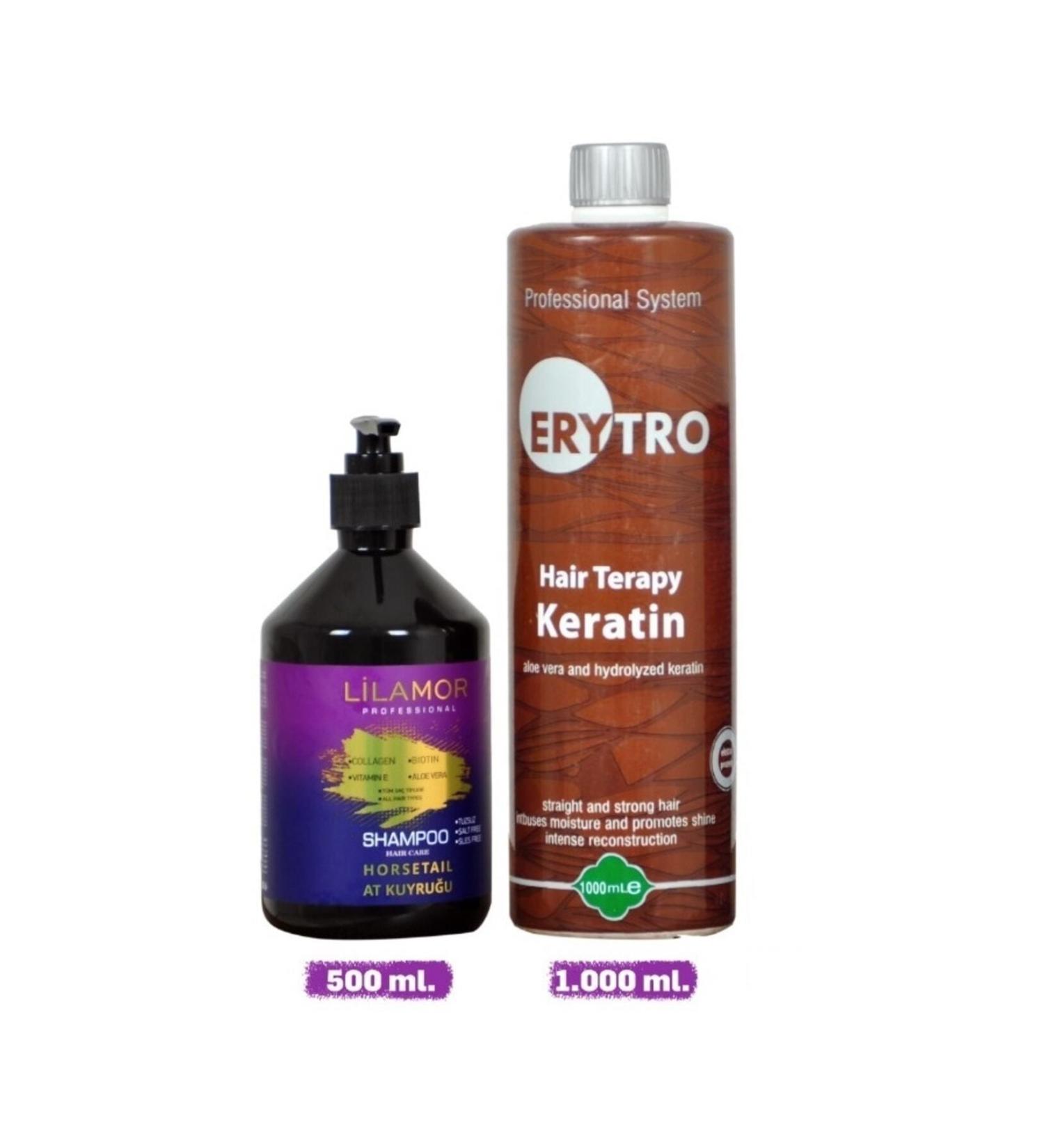 Lilamor Salt-Free Horsetail Shampoo 500ml + Erytro Keratin 1000ml