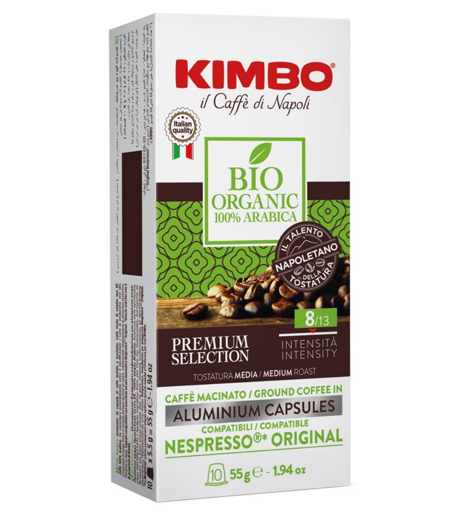 Kimbo Bio Organic 100% Arabica Nespresso Compatible Capsule Coffee in Box of 10