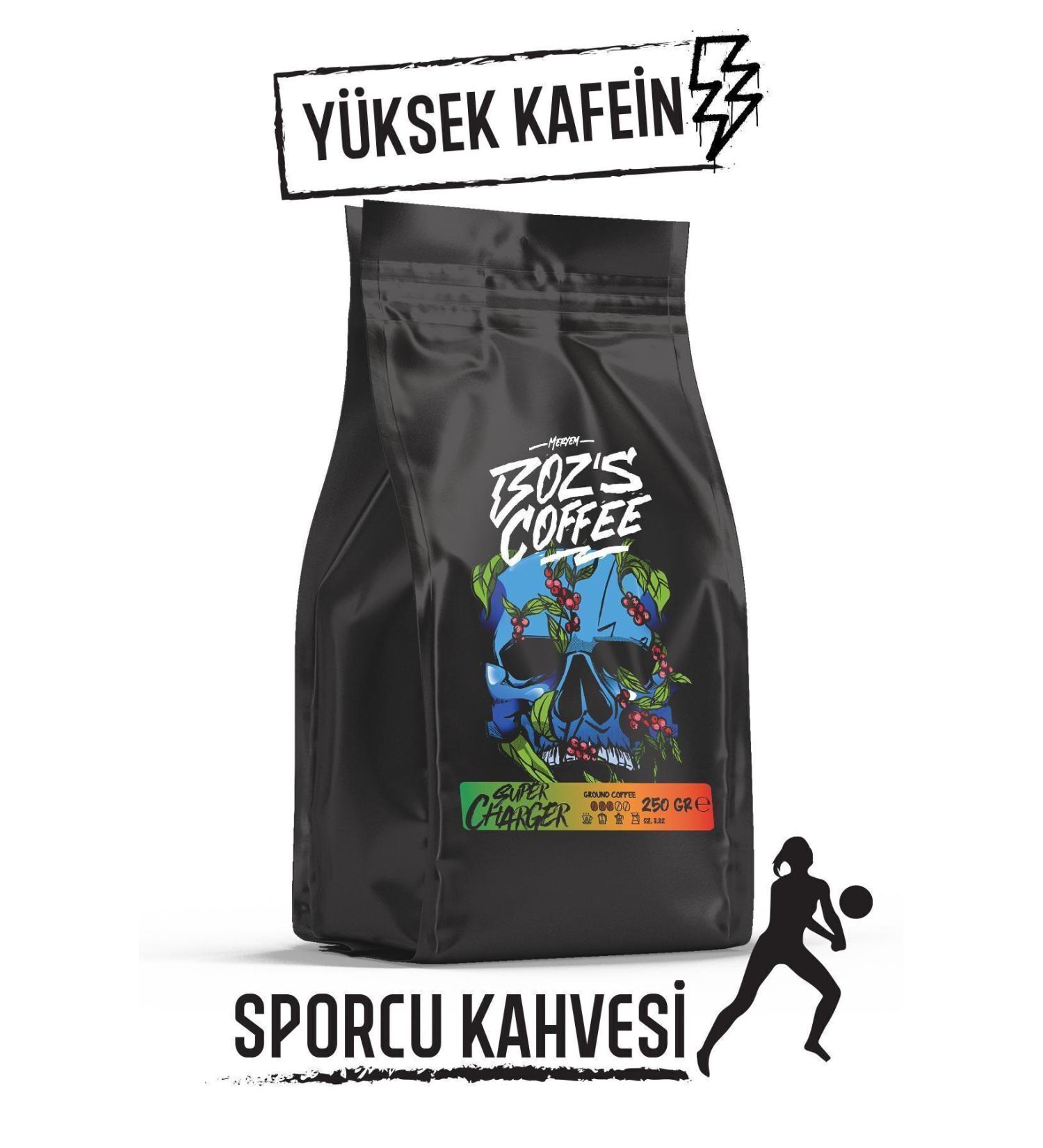 Bozs Coffee Super Charger 250 gr High Caffeine Sportsman Coffee/Ground Filter Coffee