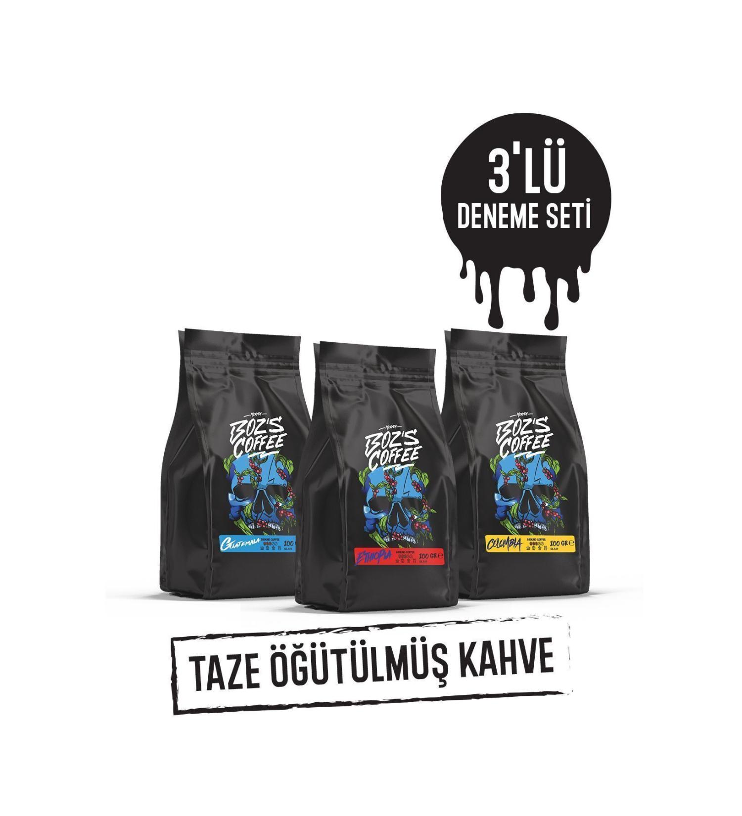 Bozs Coffee 3-Piece Trial Set (Guatemala / Ethiopia / Colombia) 3x100 gr Ground Filter Coffee - Buy Online on GoSupps.com