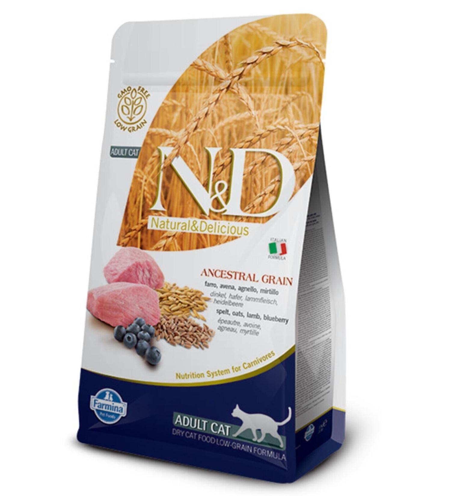 N & D Nd Low Grain Lamb Blueberry Adult Cat Food 1.5 Kg