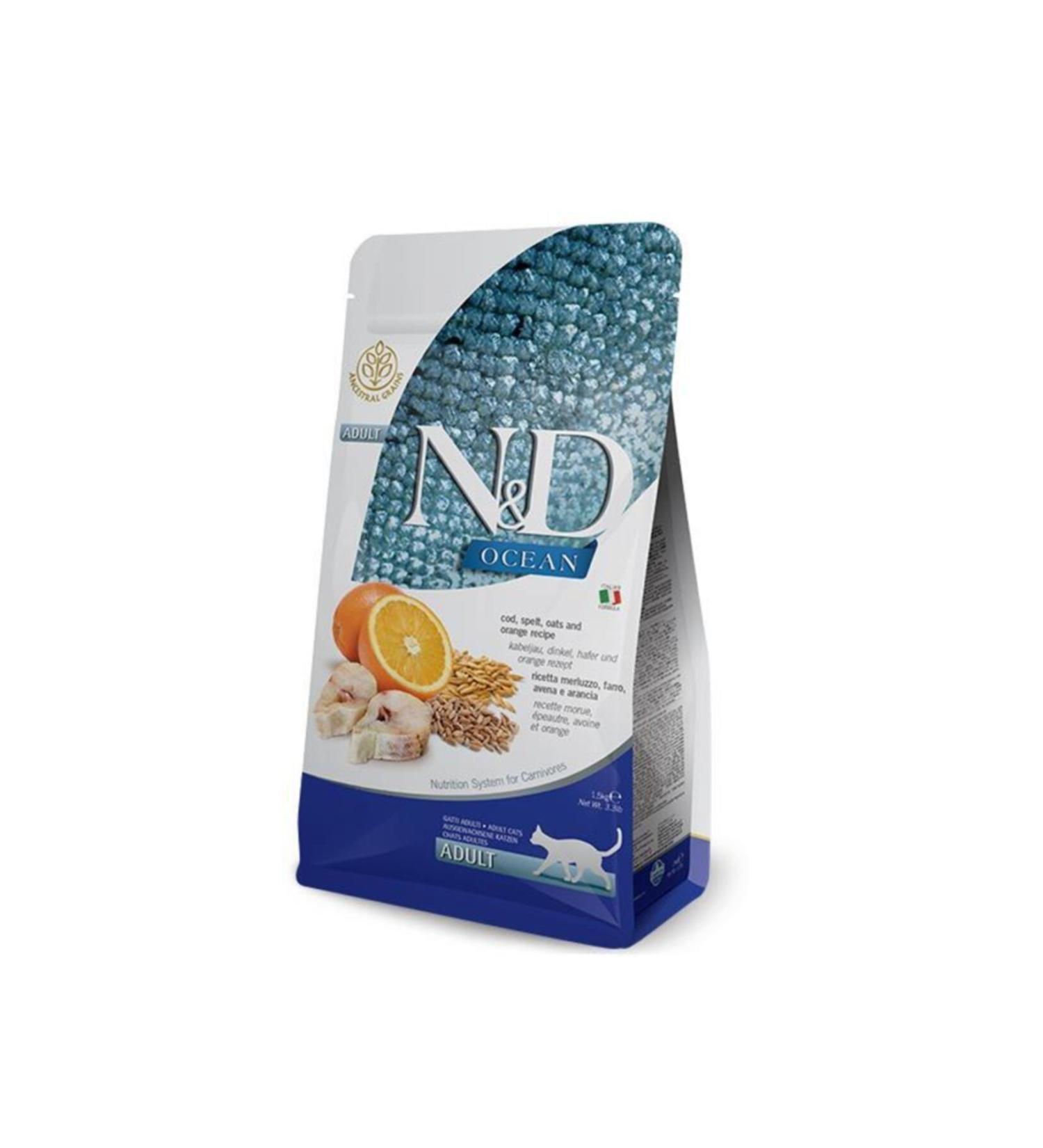 N & D Nd Ocean Ancestral Cod Fish Orange Adult Cat Food 5 Kg