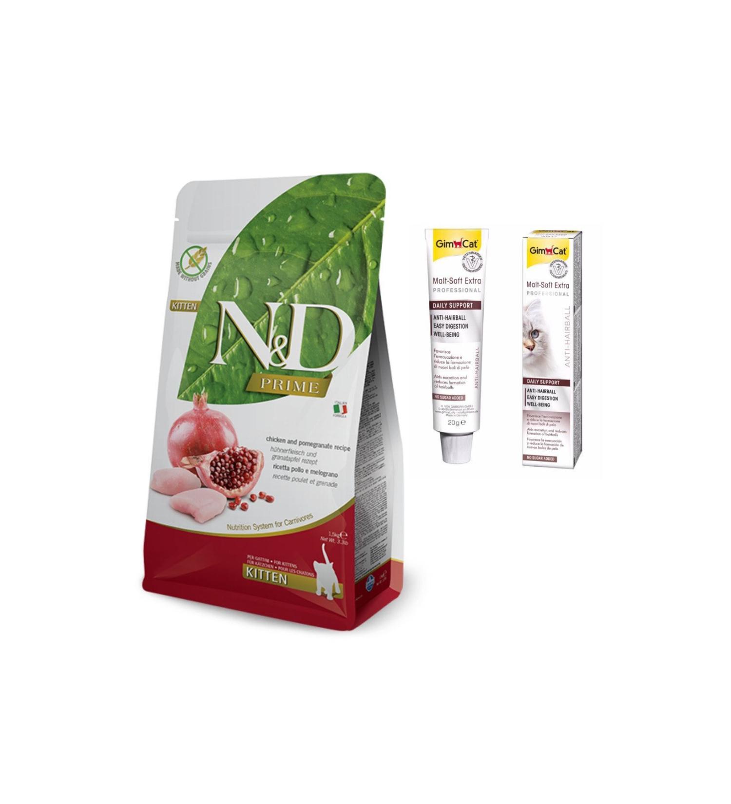N & D Kitten Cat Food 5 kg + Gimcat Malt Soft Extra 20 gr