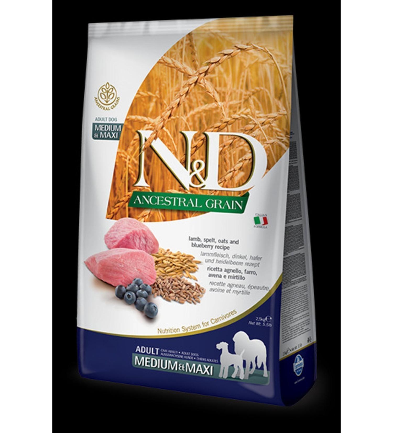 N & D Nd Ancestral 12 Kg Adult Dog Food Lamb Boneless Wheat Blueberry