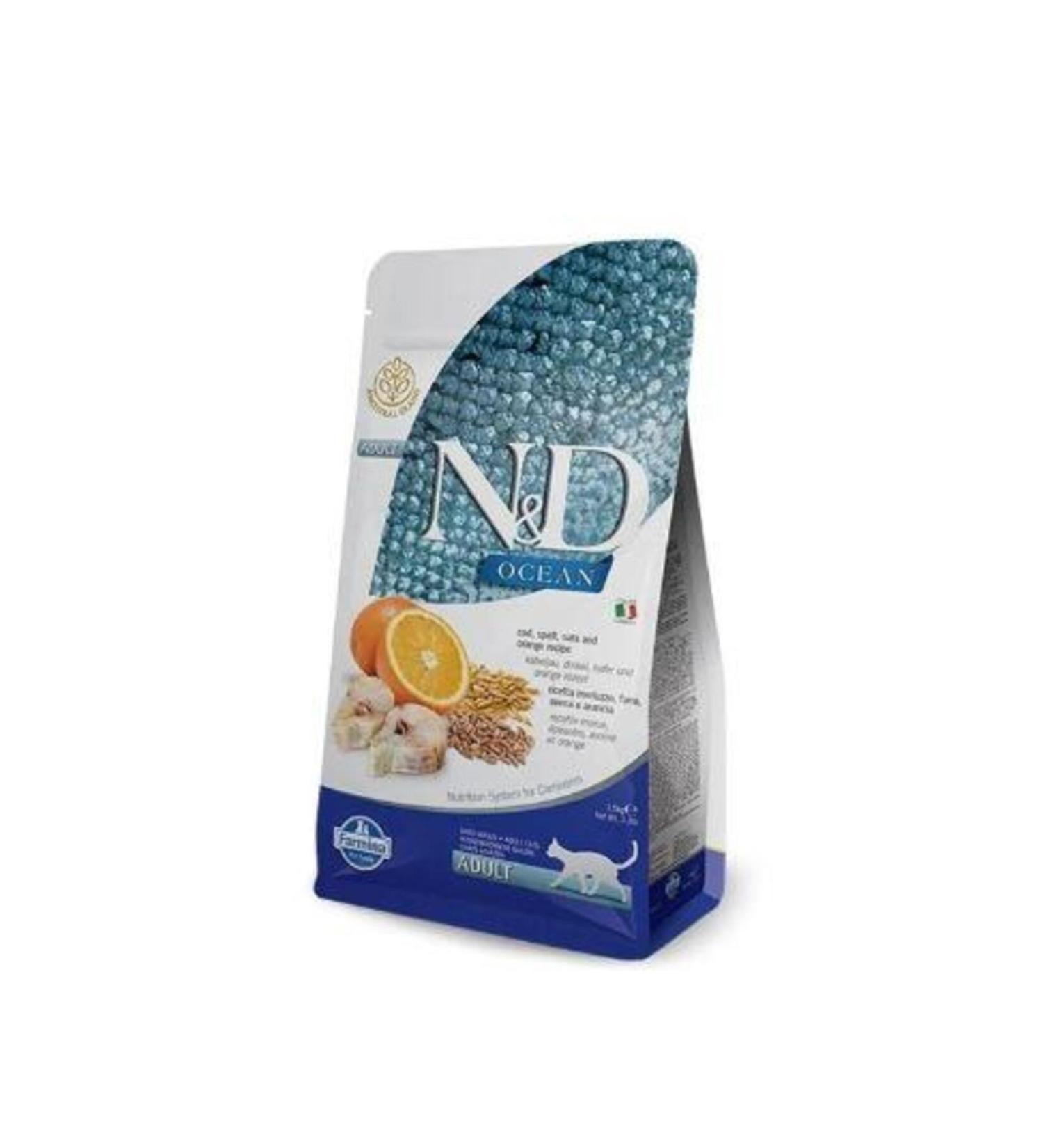 N & D Ocean Cod Fish Boneless Wheat Oat & Orange Adult 300 Gr