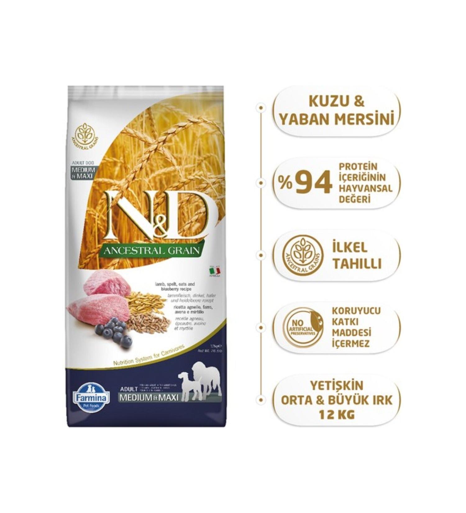 N & D Lamb and Blueberry Medium and Large Breed Grain Adult Dog Food 12 Kg