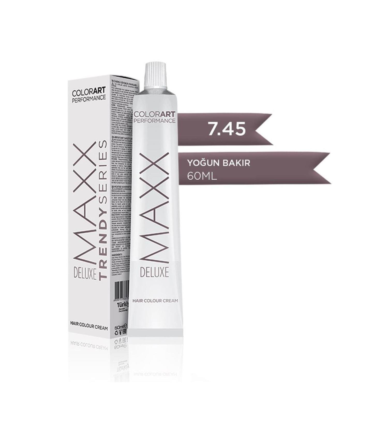MAXX DELUXE Tube Cream Hair Dye 7.45 Intense Copper 60 Ml