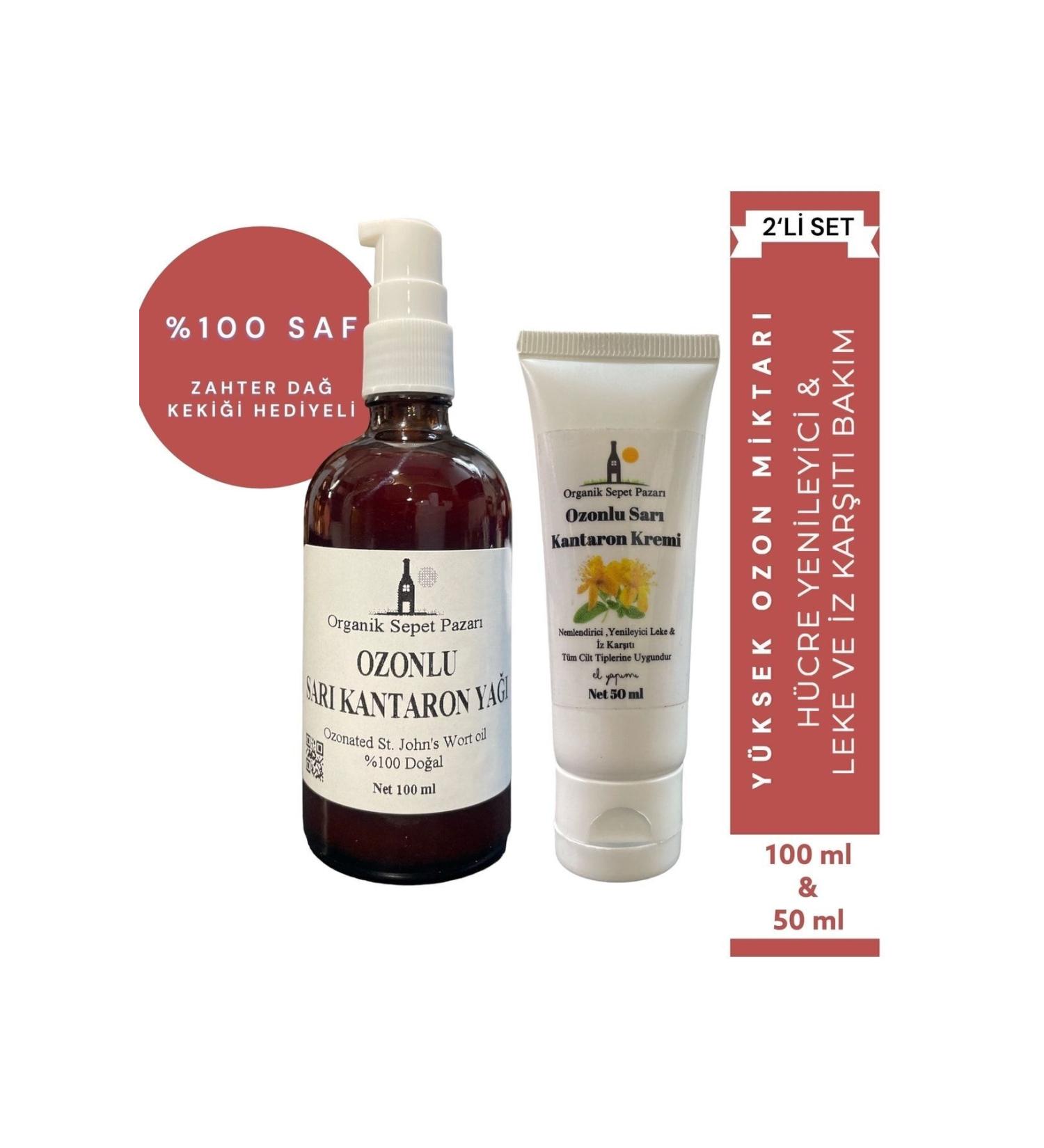 Organic Basket Market Ozonated St. John's Wort Oil 100 ml and Ozonated St. John's Wort Oil Cream 50 ml Set of 2