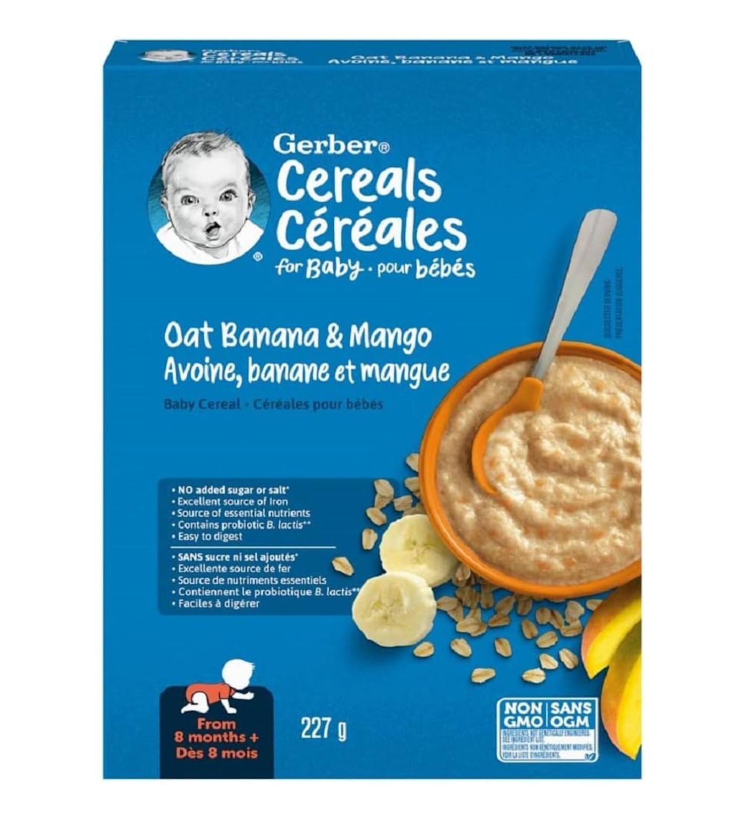 Gerber Cereals- Oat Mango&Banana- Mango&BananaOatmeal Spoon Food- 227 Gr- From 8 months - 3rd stage - Buy Online on GoSupps.com