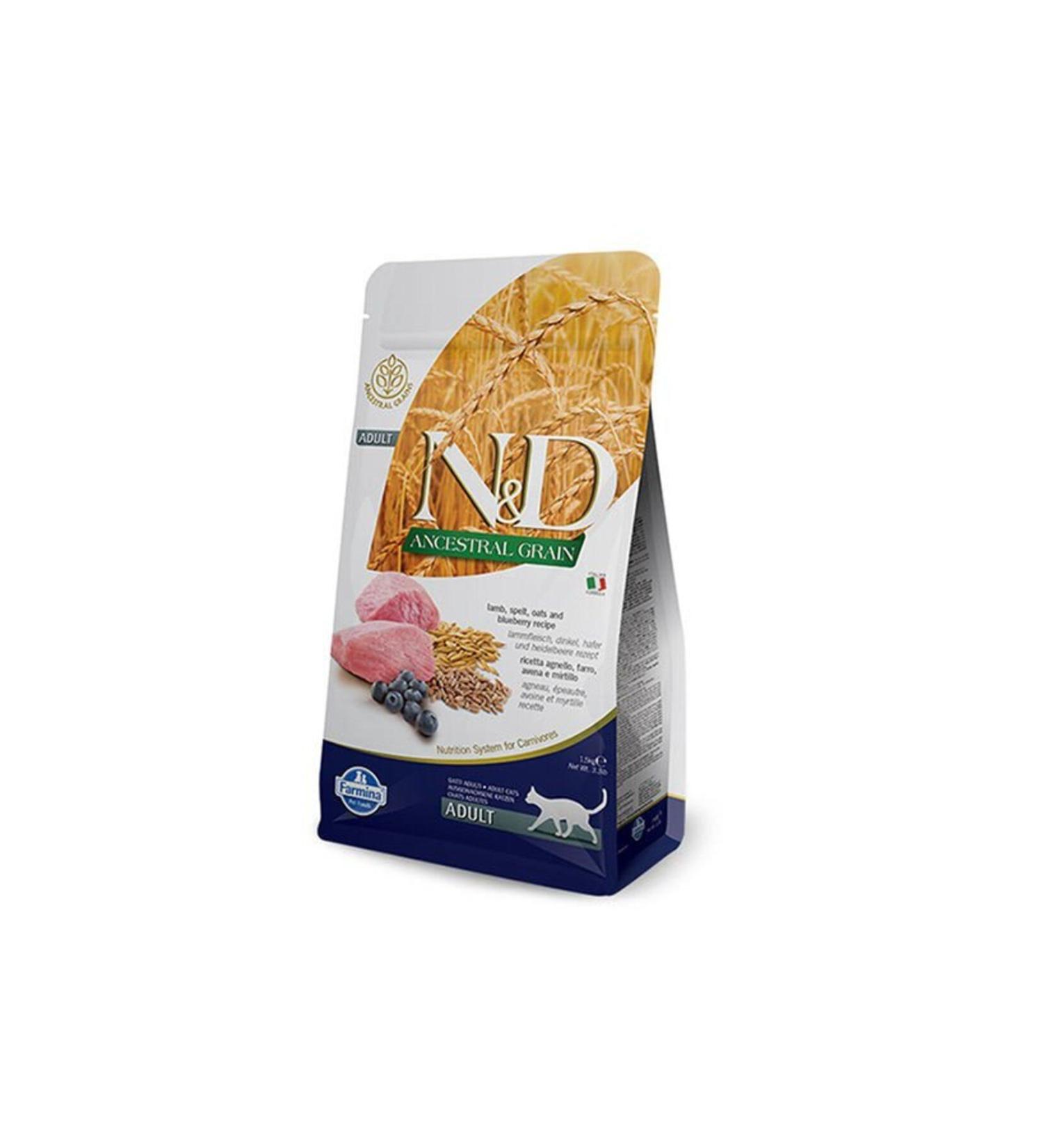N & D Low Grain Lamb & Blueberry Adult Cat Food 1.5 Kg