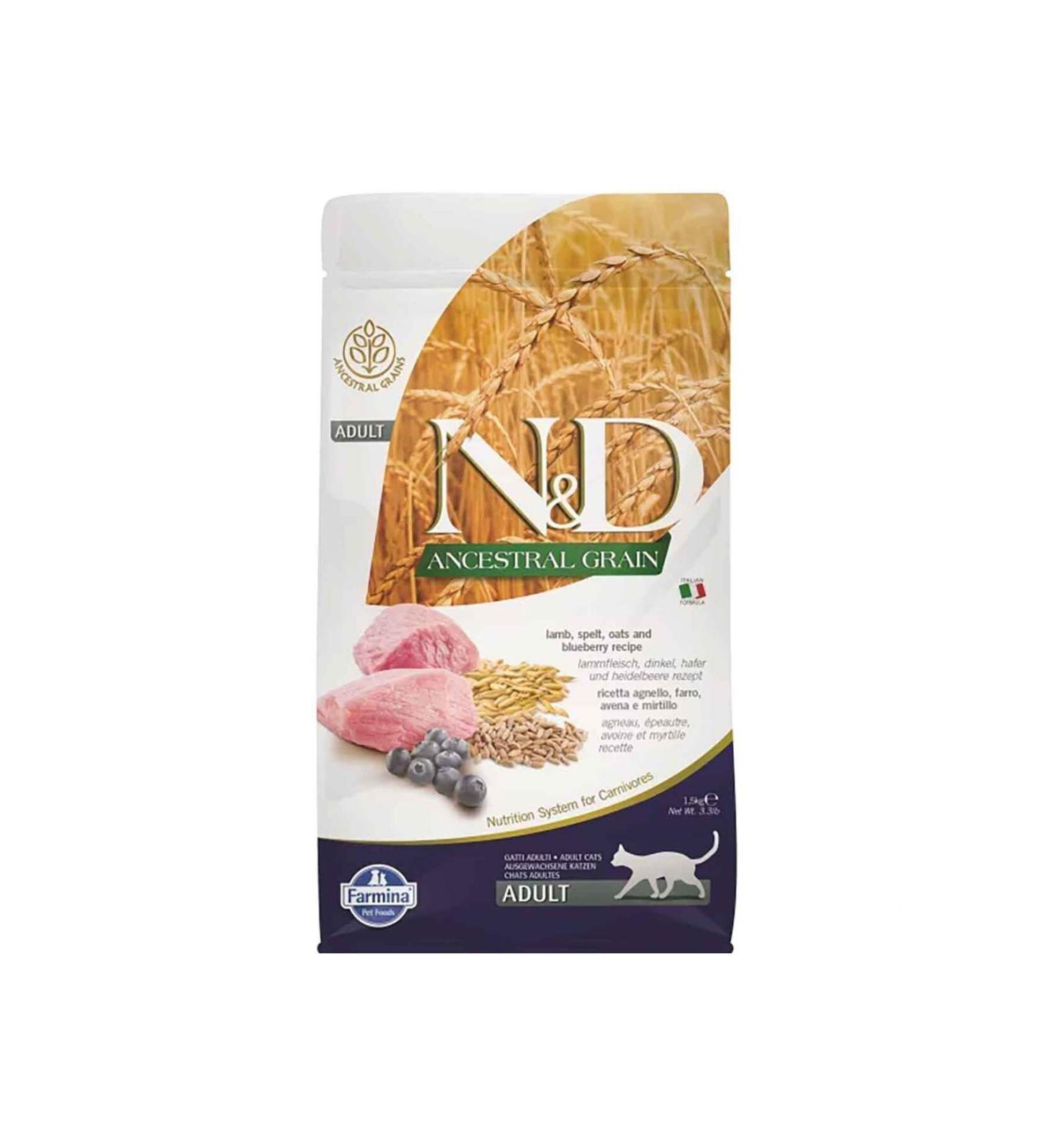 N & D Ancestral Lamb and Blueberry Grain Adult Cat Food 1.5 Kg