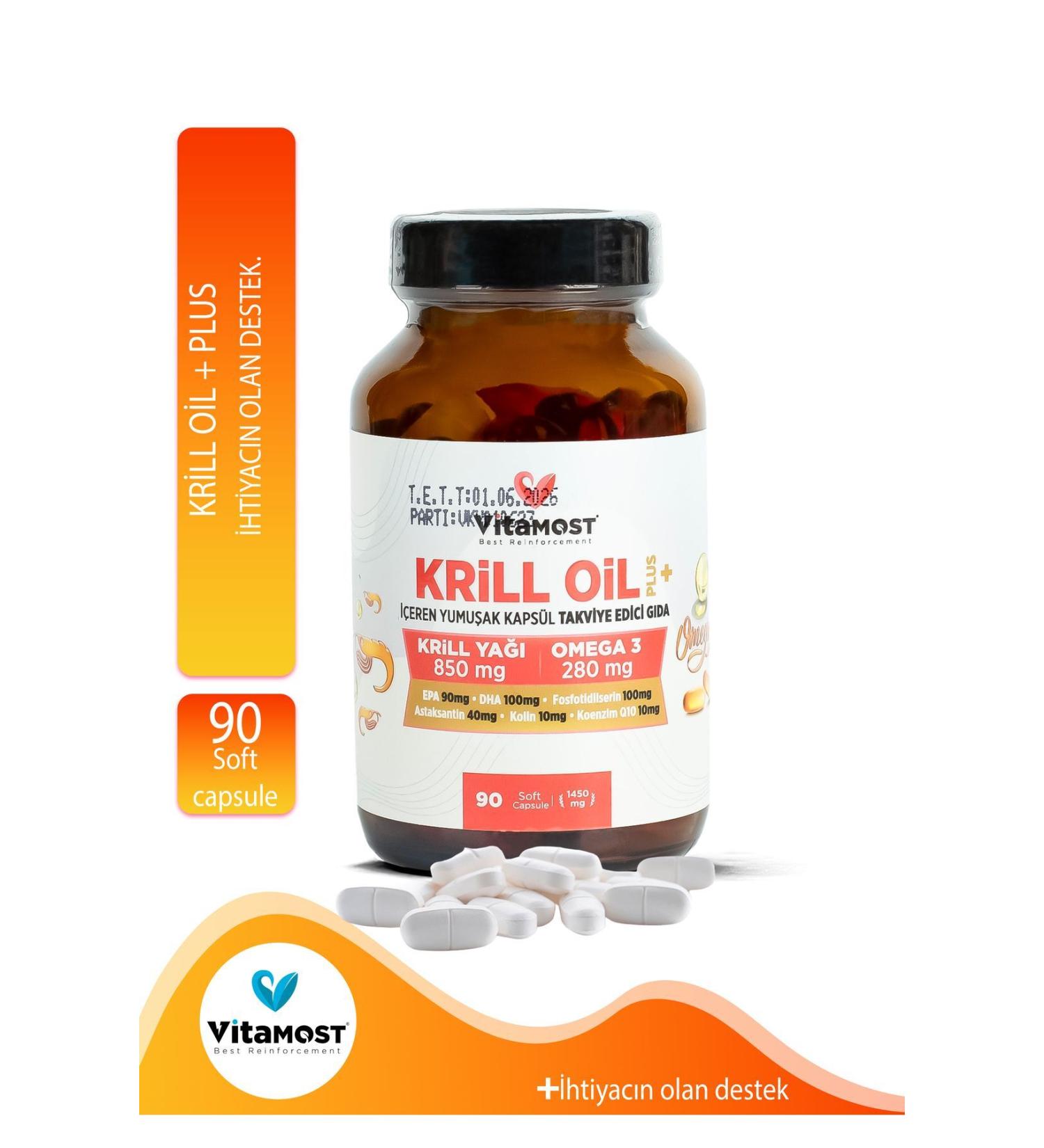 Vitamost KRILL OIL PLUS 90 SOFT GELCAPSUL 1450 MG - Buy Online on GoSupps.com