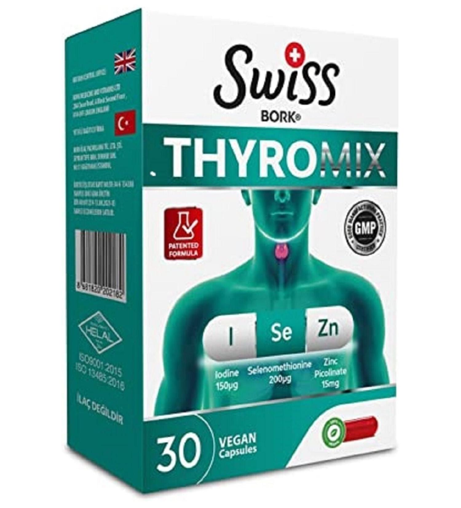 Bork Swiss Natural Bork Thyromix (iodine & Selenium & Zinc Picolinate) 30 Vegan Capsules