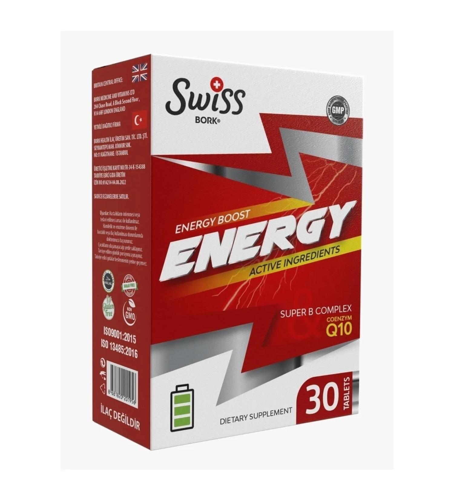 Bork Swiss Natural Bork Energy Q10 Ginseng K2 Folate 30 Capsules