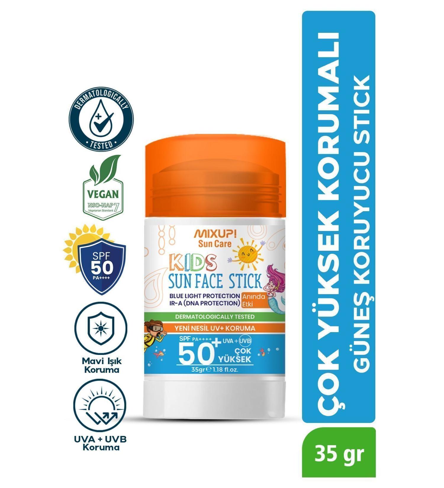 Mixup Mineral Filter Blue Light Protection Spf 50 Kids Sunscreen Stick Uva/uvb Aloe Vera 35 gr - Buy Online on GoSupps.com