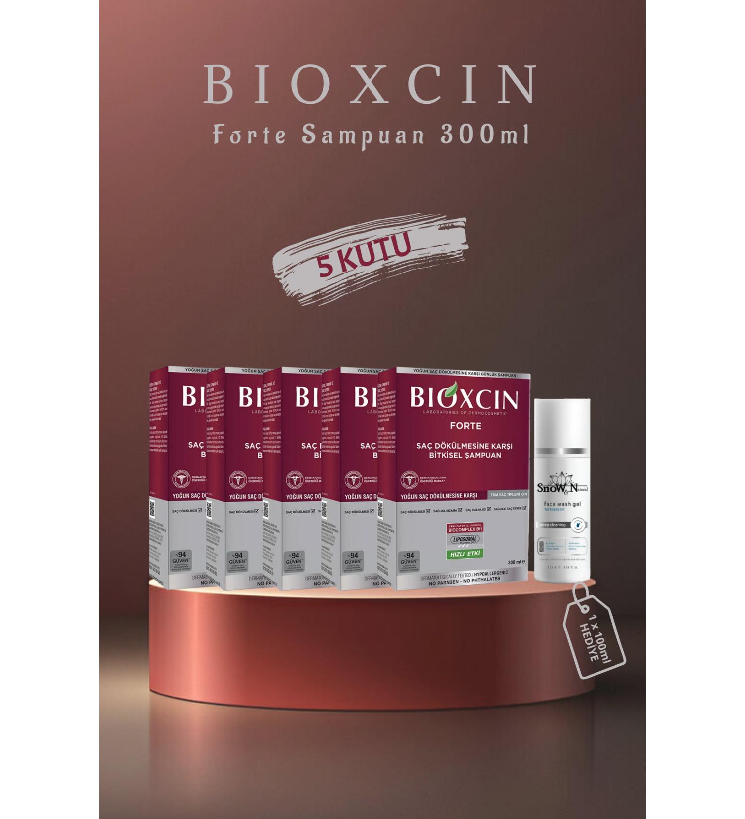 Bioxcin Forte Shampoo All Hair Types 300ML 5 Pieces + Gel Gift Set