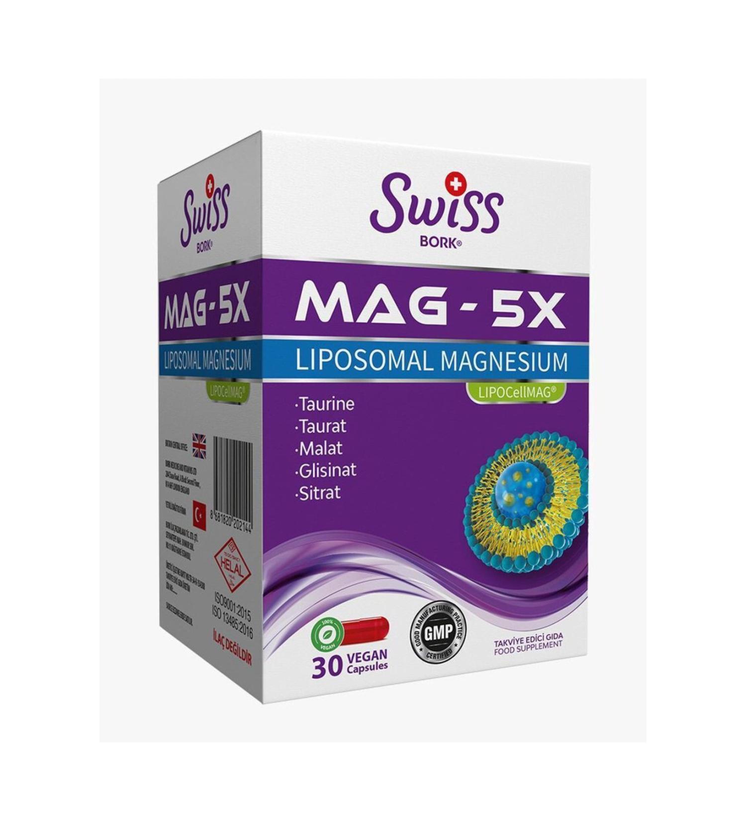 Bork Swiss Natural Mag 5x Liposomal Magnesium 30 Vegan Capsules