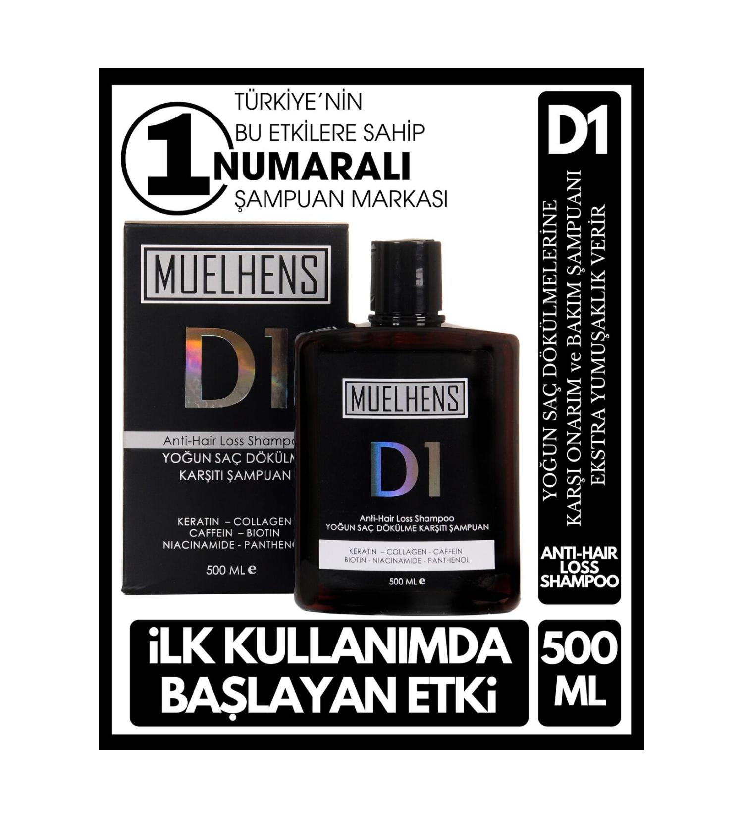 Muelhens D1 Anti Hair Loss Shampoo Intensive Anti Hair Loss Special Care Shampoo 500 Ml X 3 Pieces - Buy Online on GoSupps.com