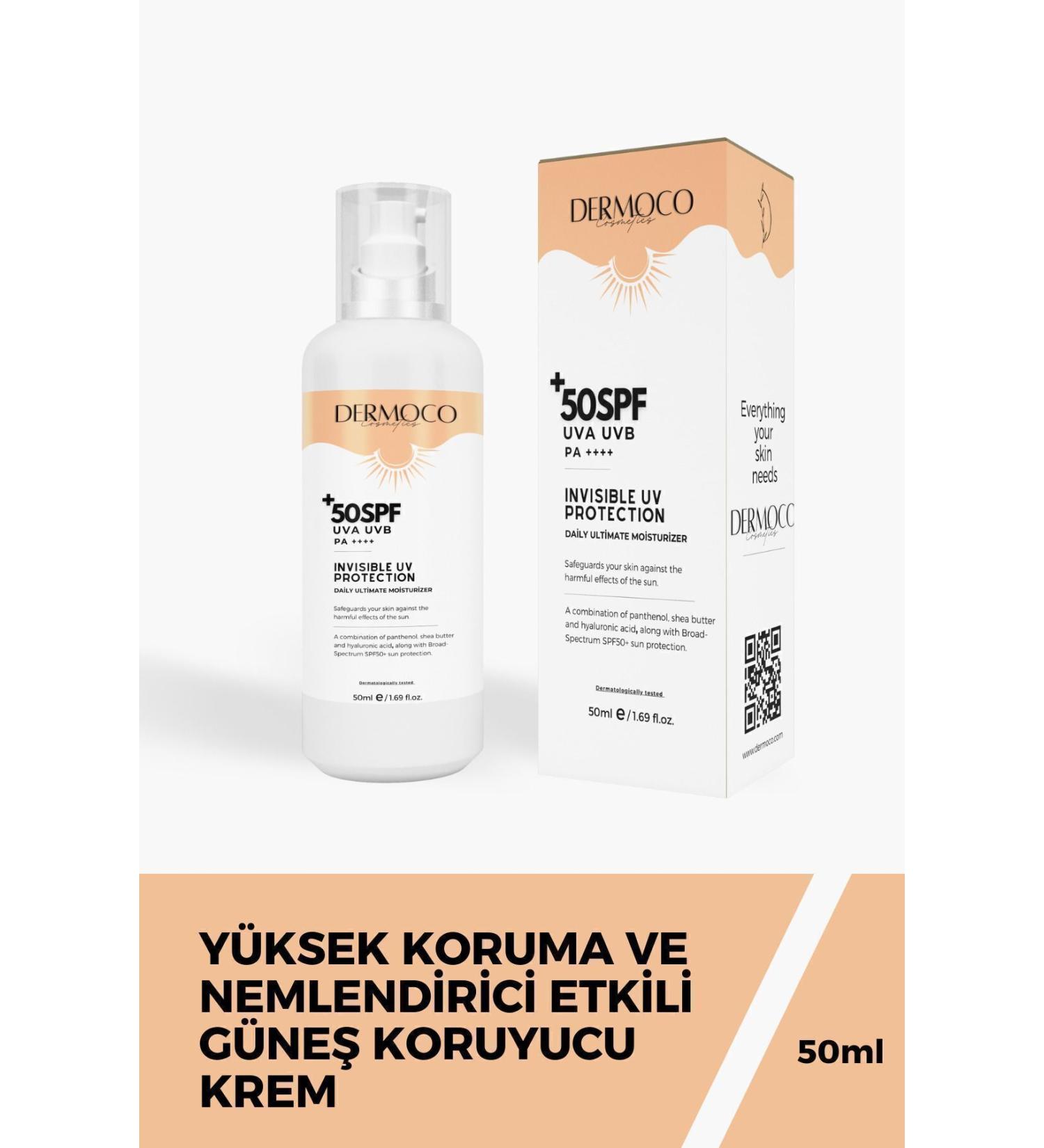 dermoco cosmetics High Protection and Moisturizing Effect Invisible Sunscreen Cream SPF 50 50 ml.