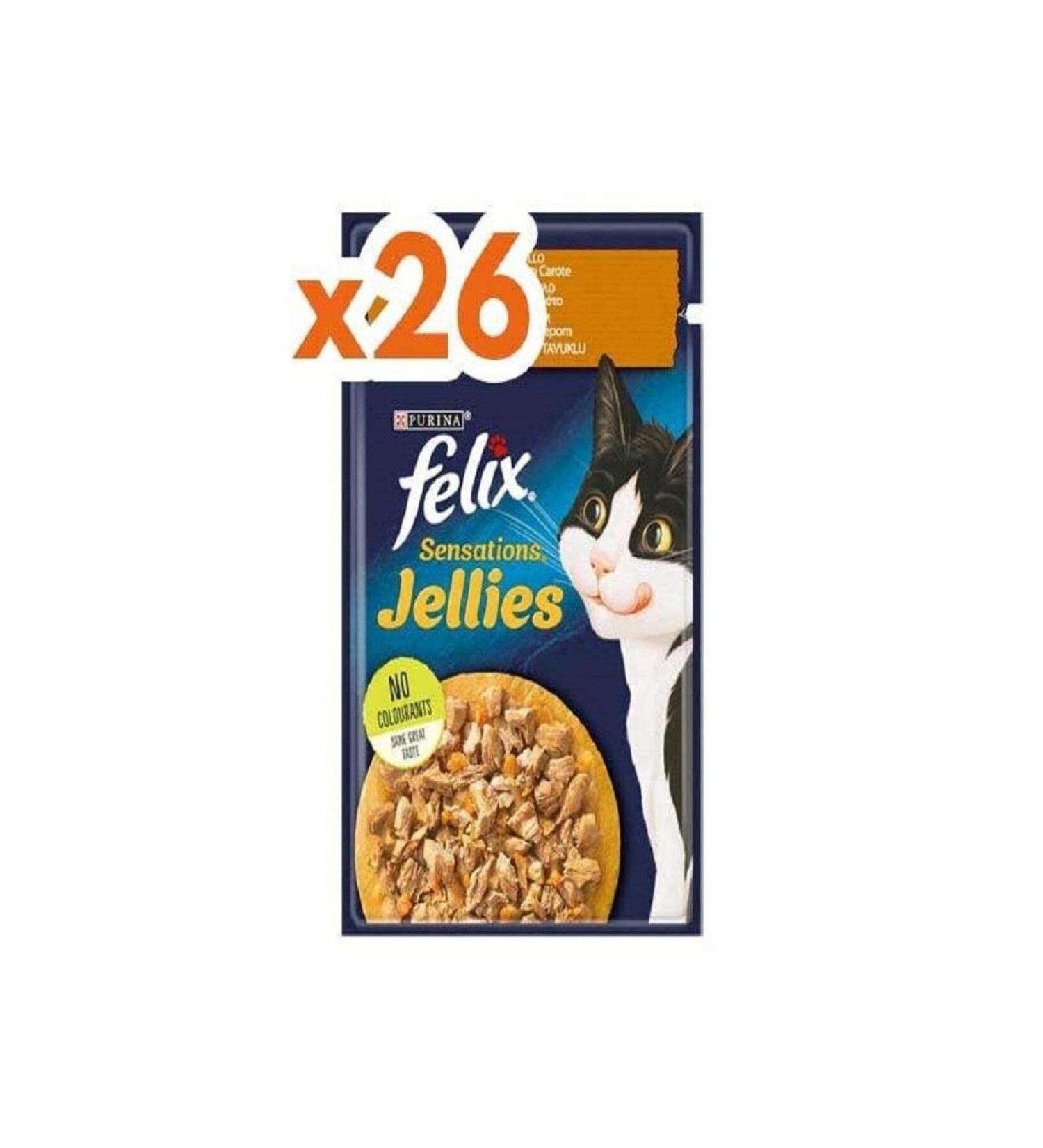 FELIX Felix Pouch Sensations Jellies Chicken Meat and Carrot Wet Cat Food 85 gr X 26 Pieces