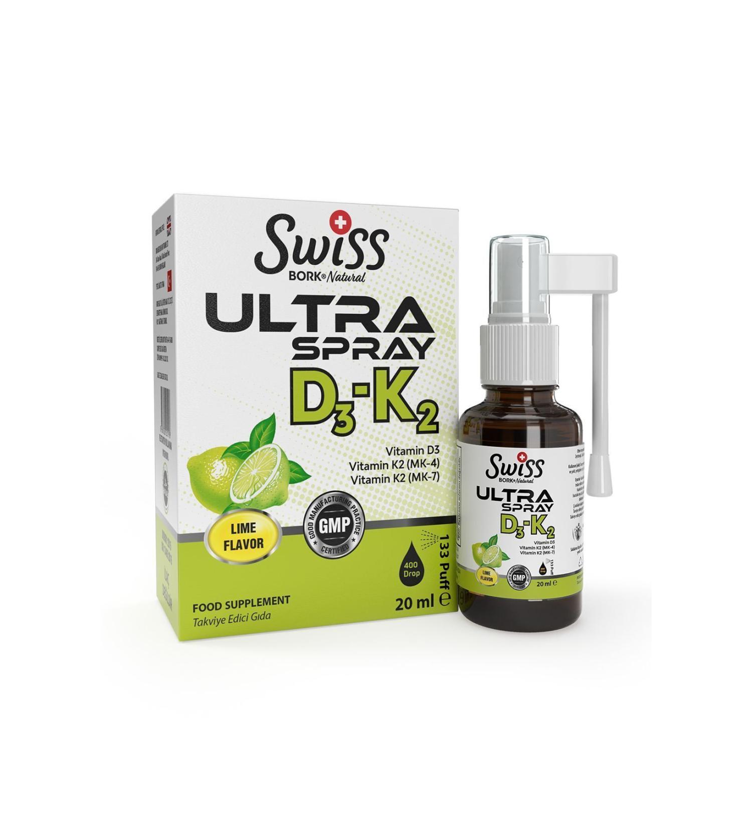Bork Swiss Natural Swiss Bork D3k2 Spray Drop 20 ml D3k2 Vitamin Lemon Flavored