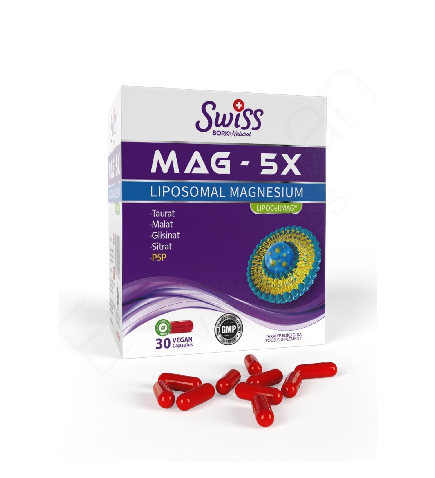 Bork Swiss Natural SWISS Magnesium Vitamin Mag 5x Liposomal Magnesium 30 Vegan Capsules - Buy Online on GoSupps.com