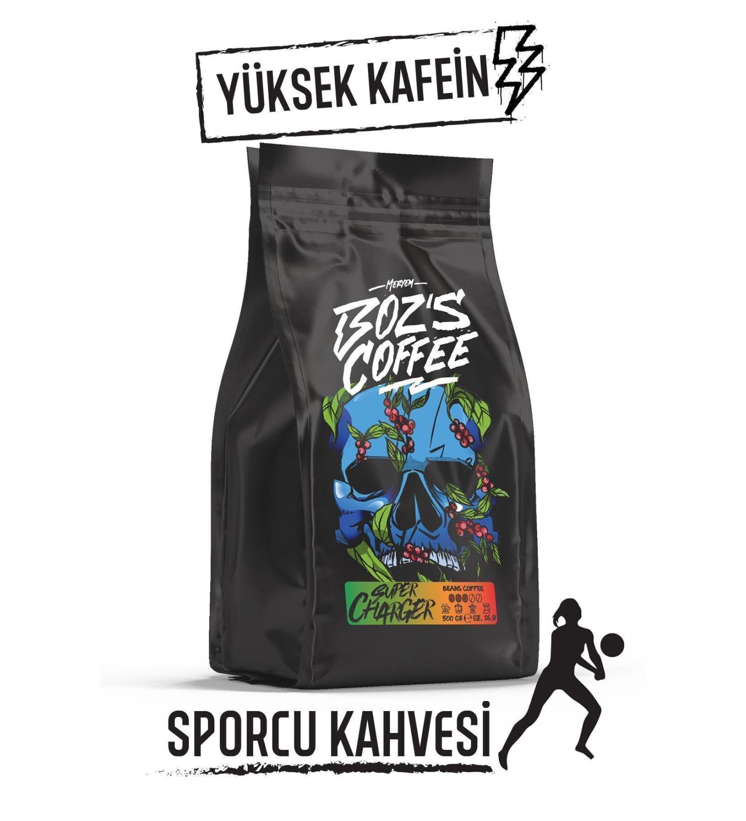 Bozs Coffee Super Charger 500 gr High Caffeine Sports Coffee / Filter Bean Coffee / - Buy Online on GoSupps.com